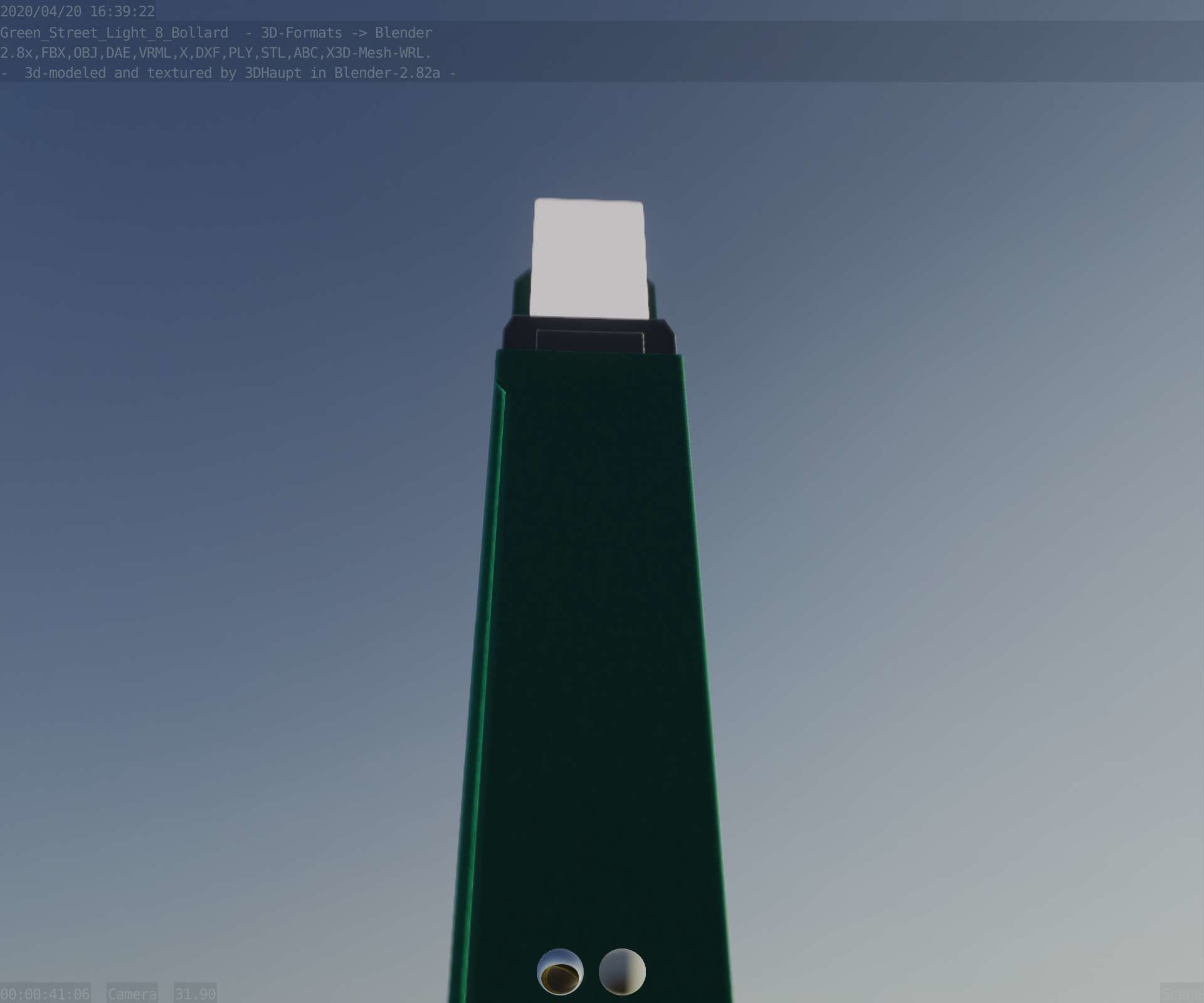 Street Light 8 Bollard 900 mm Moss Green Version 5 Low-poly 3D model_90