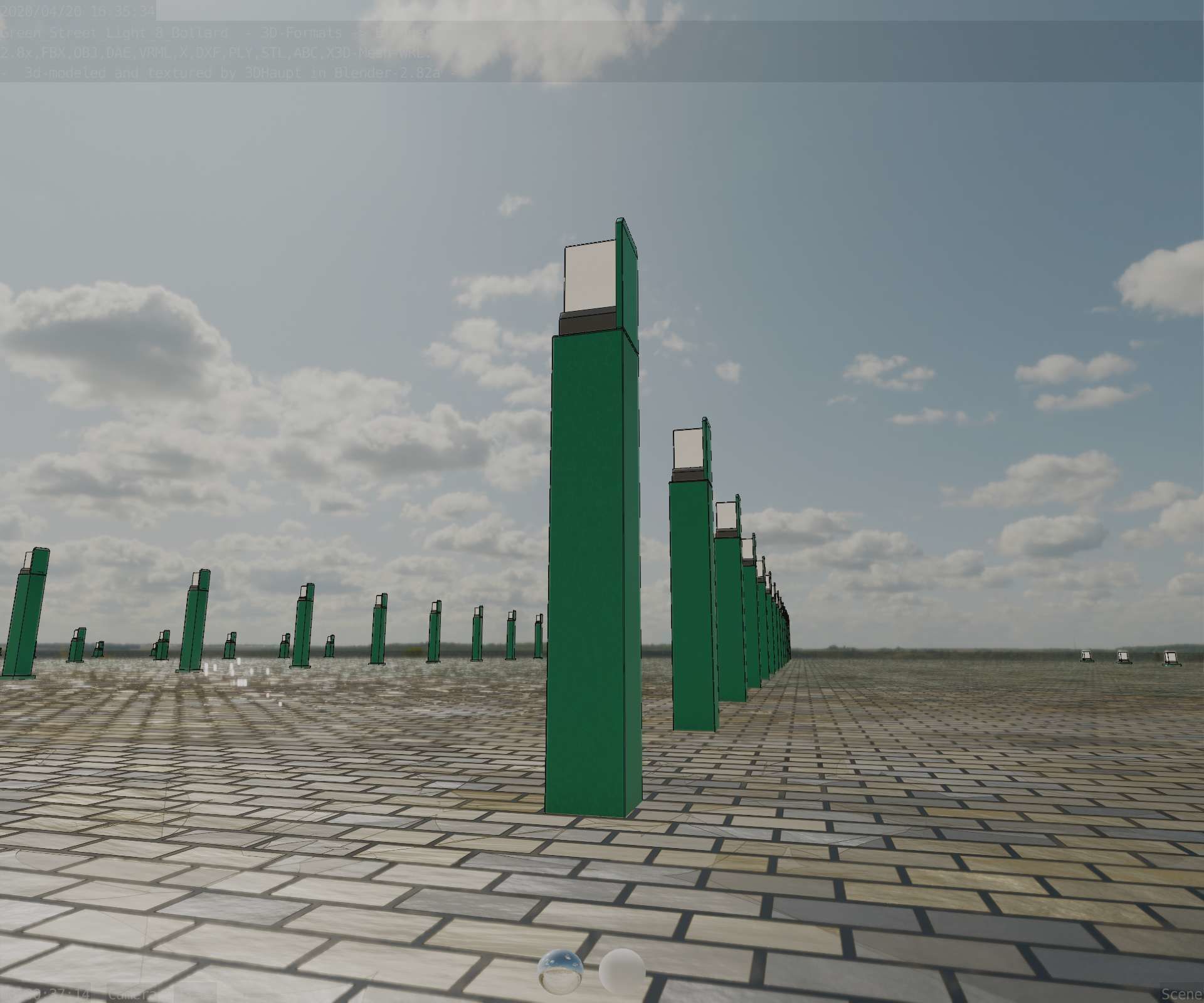 Street Light 8 Bollard 900 mm Moss Green Version 5 Low-poly 3D model_4