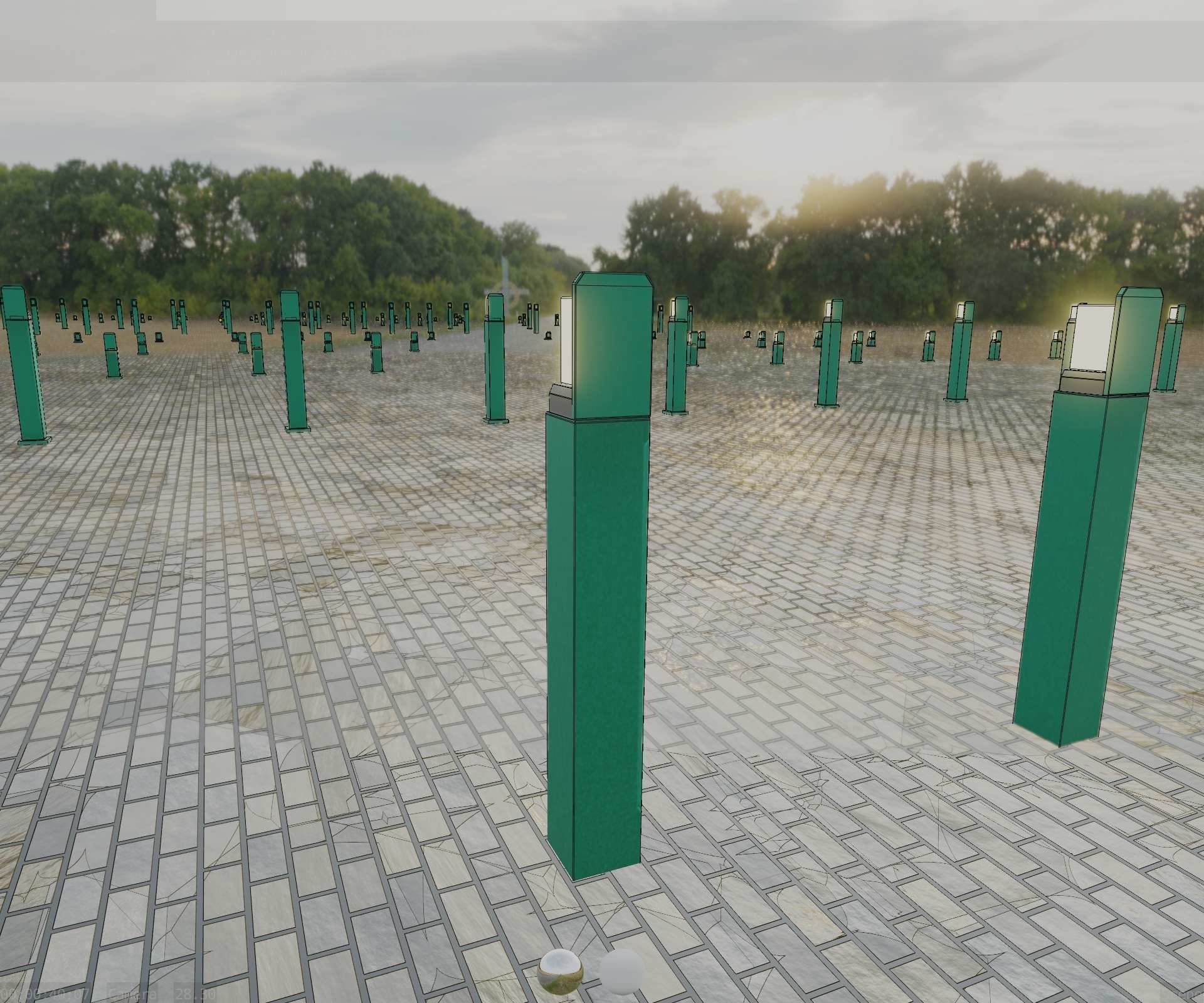 Street Light 8 Bollard 900 mm Moss Green Version 5 Low-poly 3D model_67