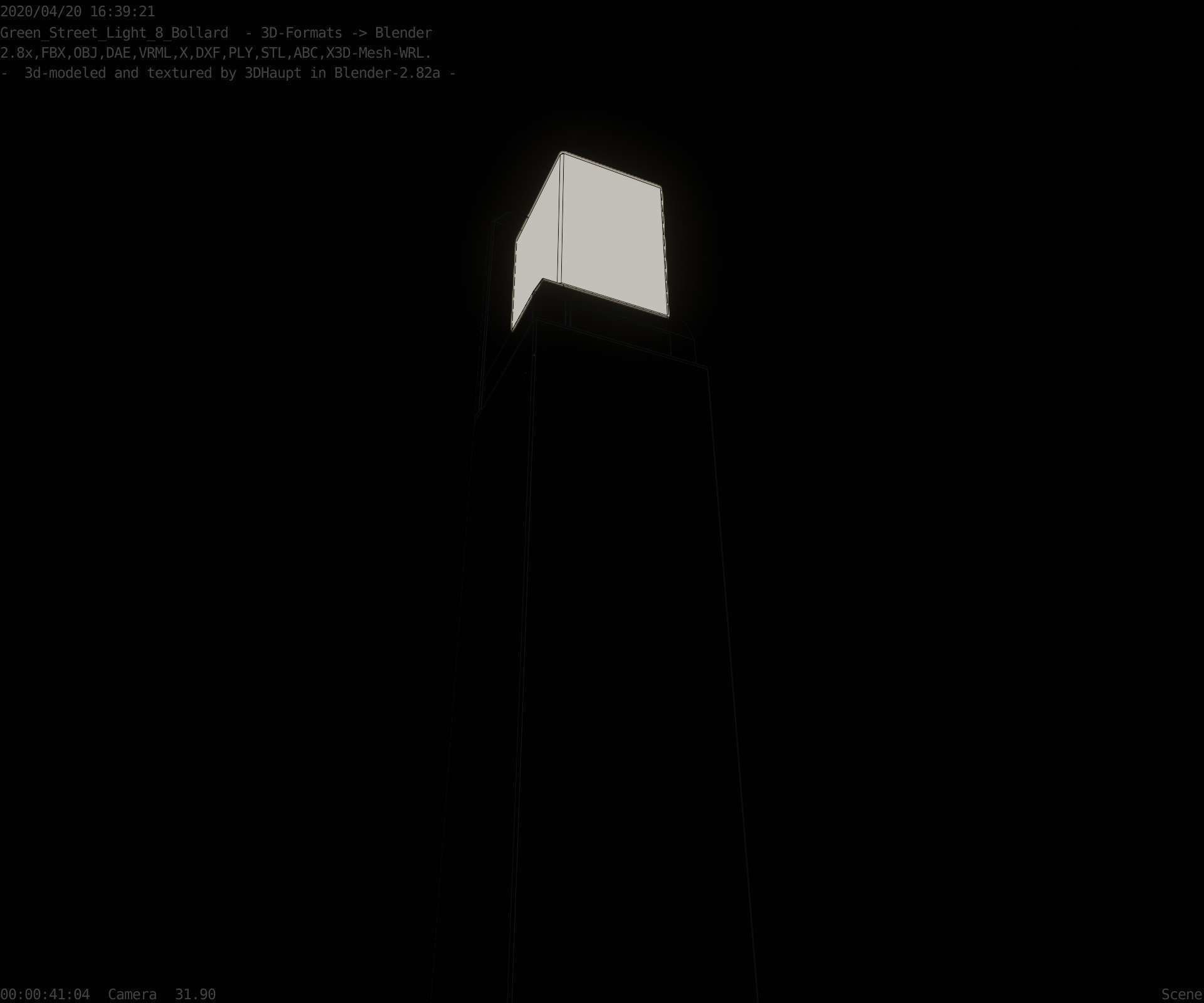 Street Light 8 Bollard 900 mm Moss Green Version 5 Low-poly 3D model_88