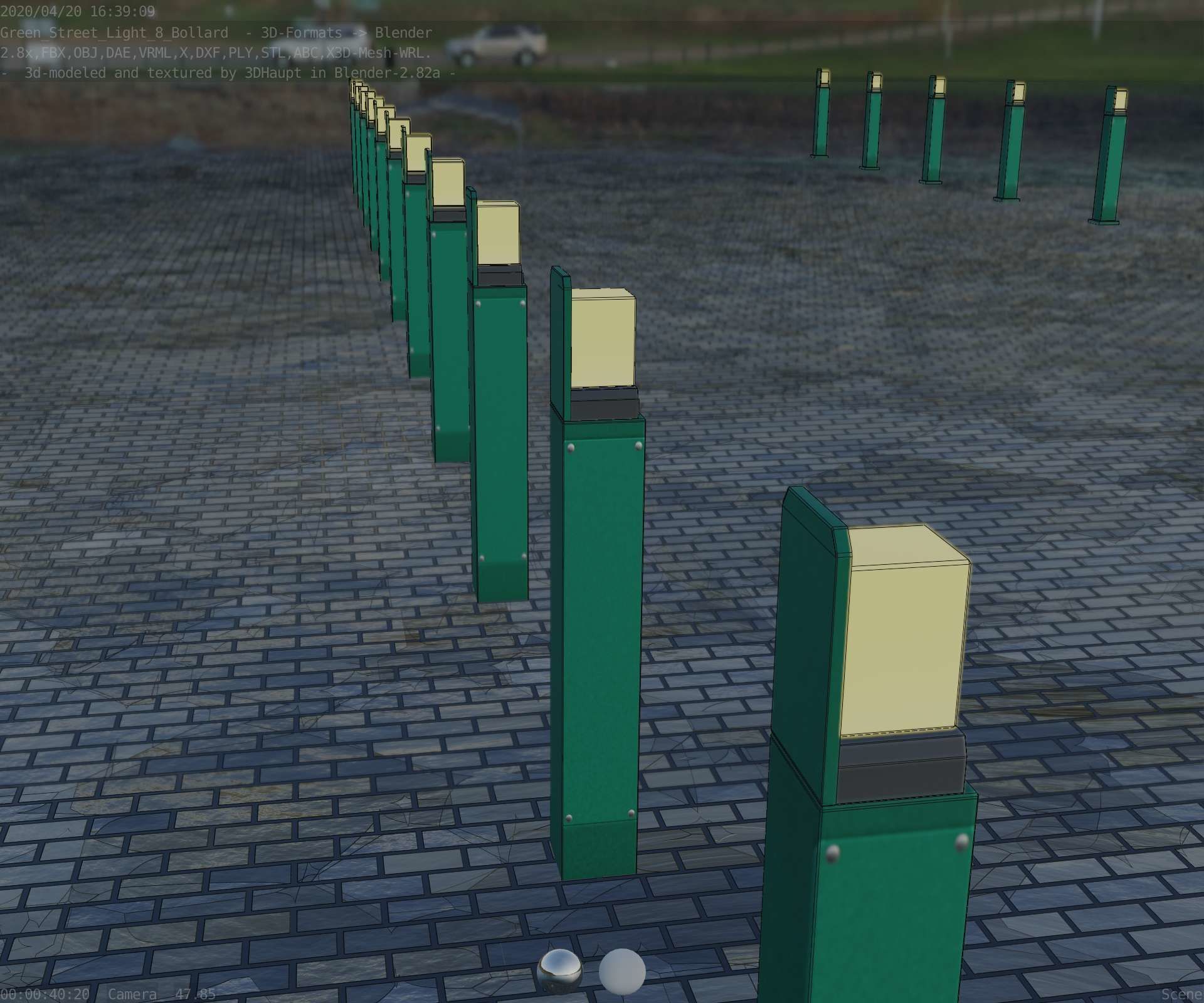 Street Light 8 Bollard 900 mm Moss Green Version 5 Low-poly 3D model_80