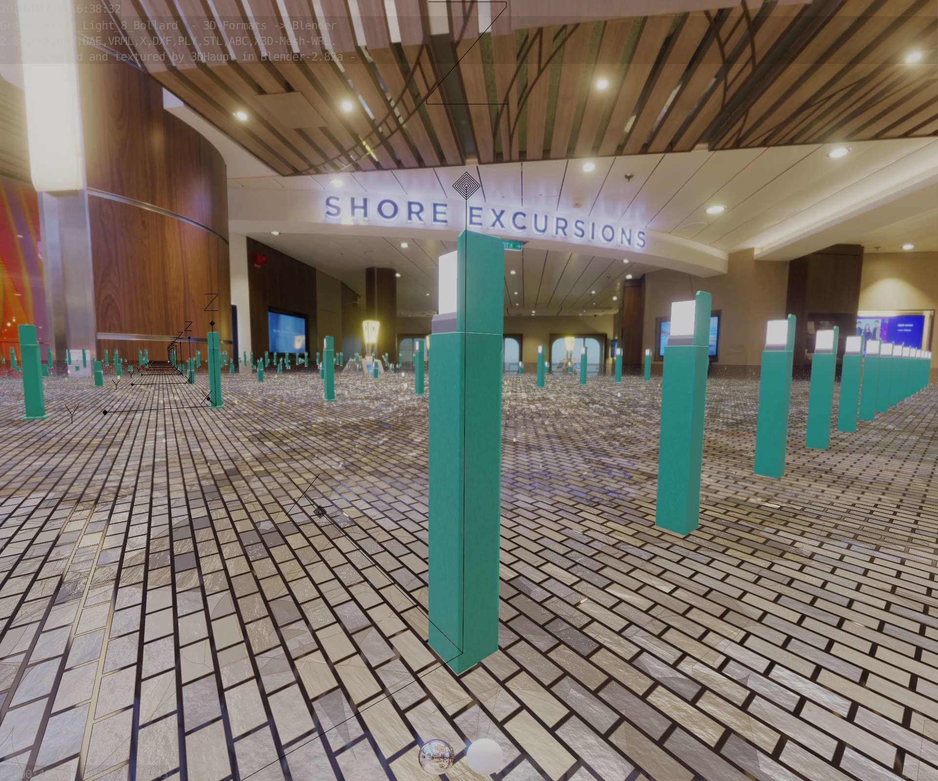 Street Light 8 Bollard 900 mm Moss Green Version 5 Low-poly 3D model_65