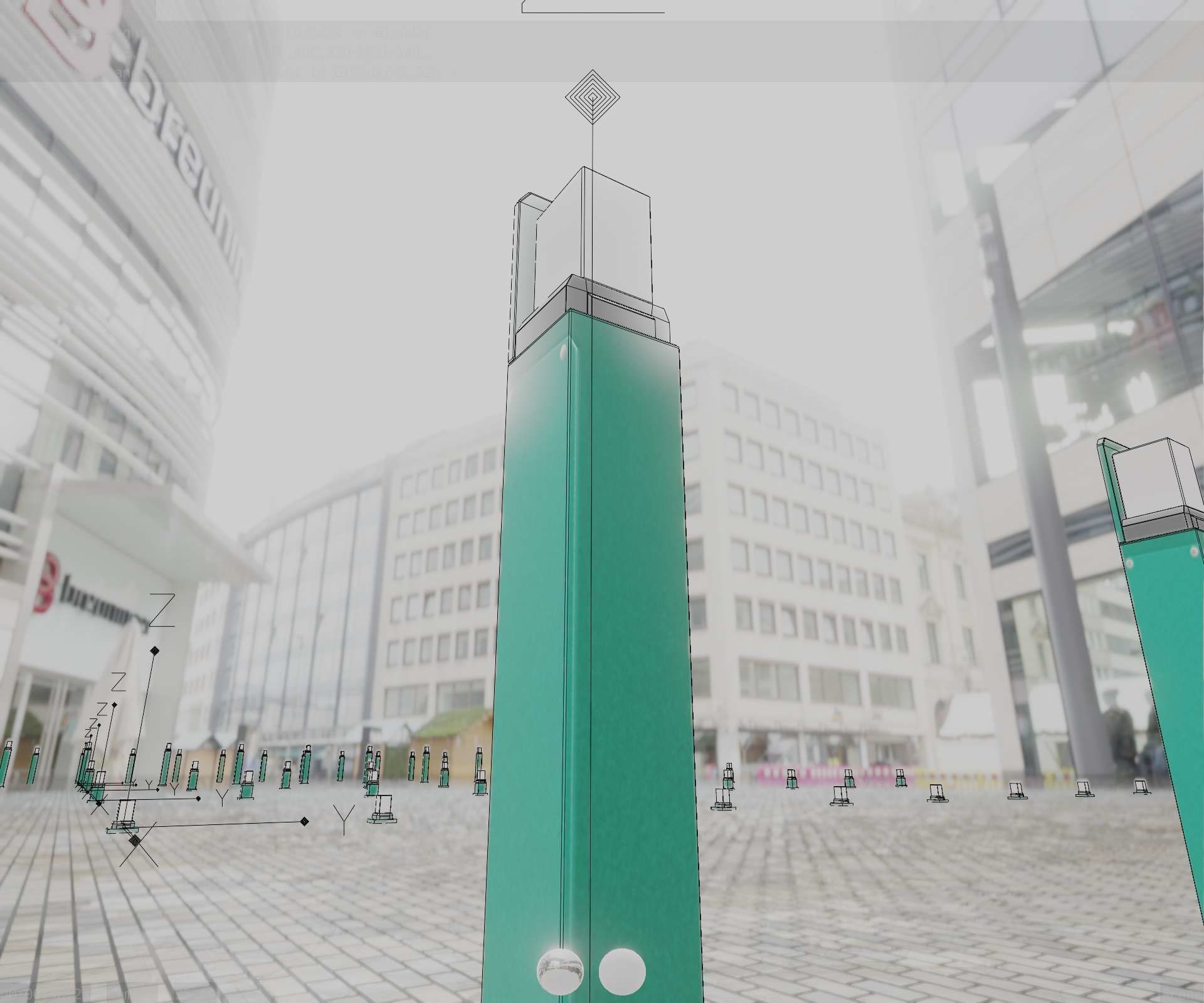 Street Light 8 Bollard 900 mm Moss Green Version 5 Low-poly 3D model_35