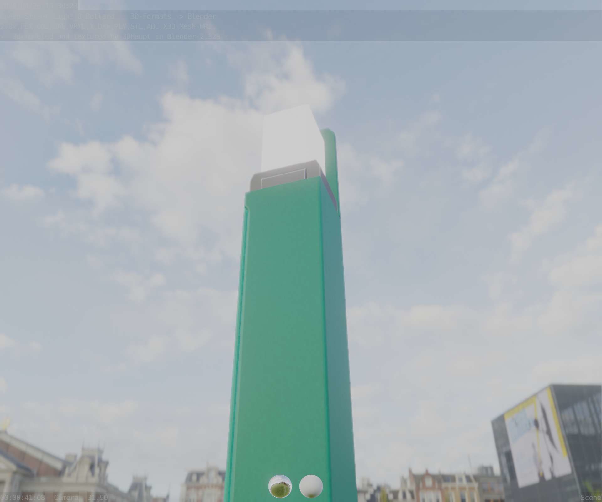 Street Light 8 Bollard 900 mm Moss Green Version 5 Low-poly 3D model_92