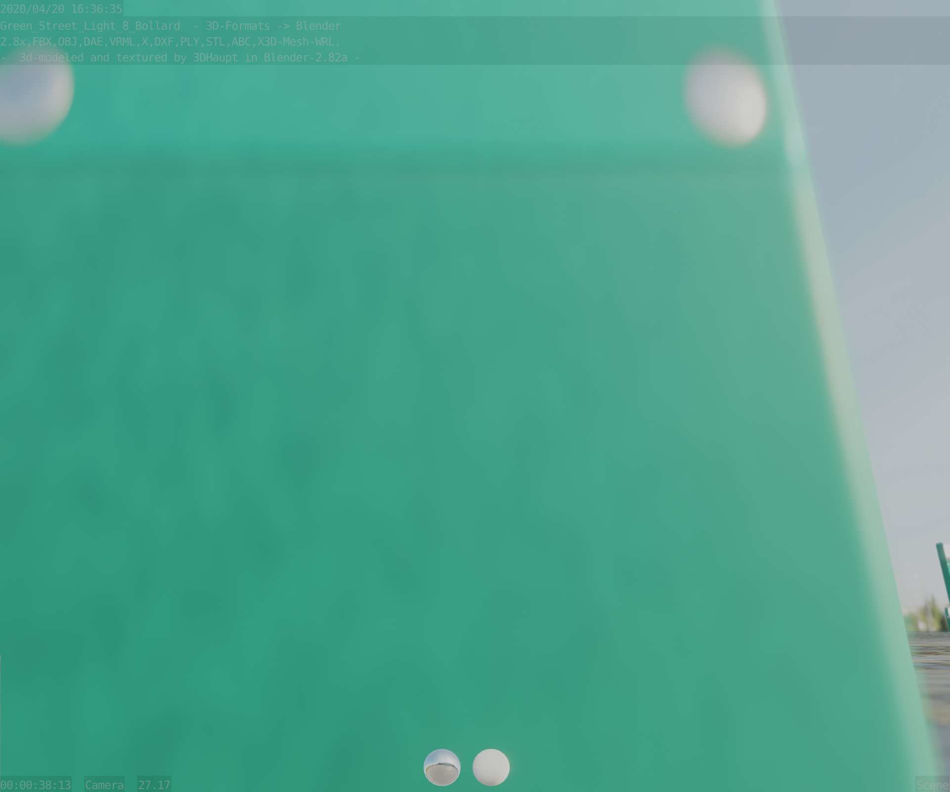 Street Light 8 Bollard 900 mm Moss Green Version 5 Low-poly 3D model_25