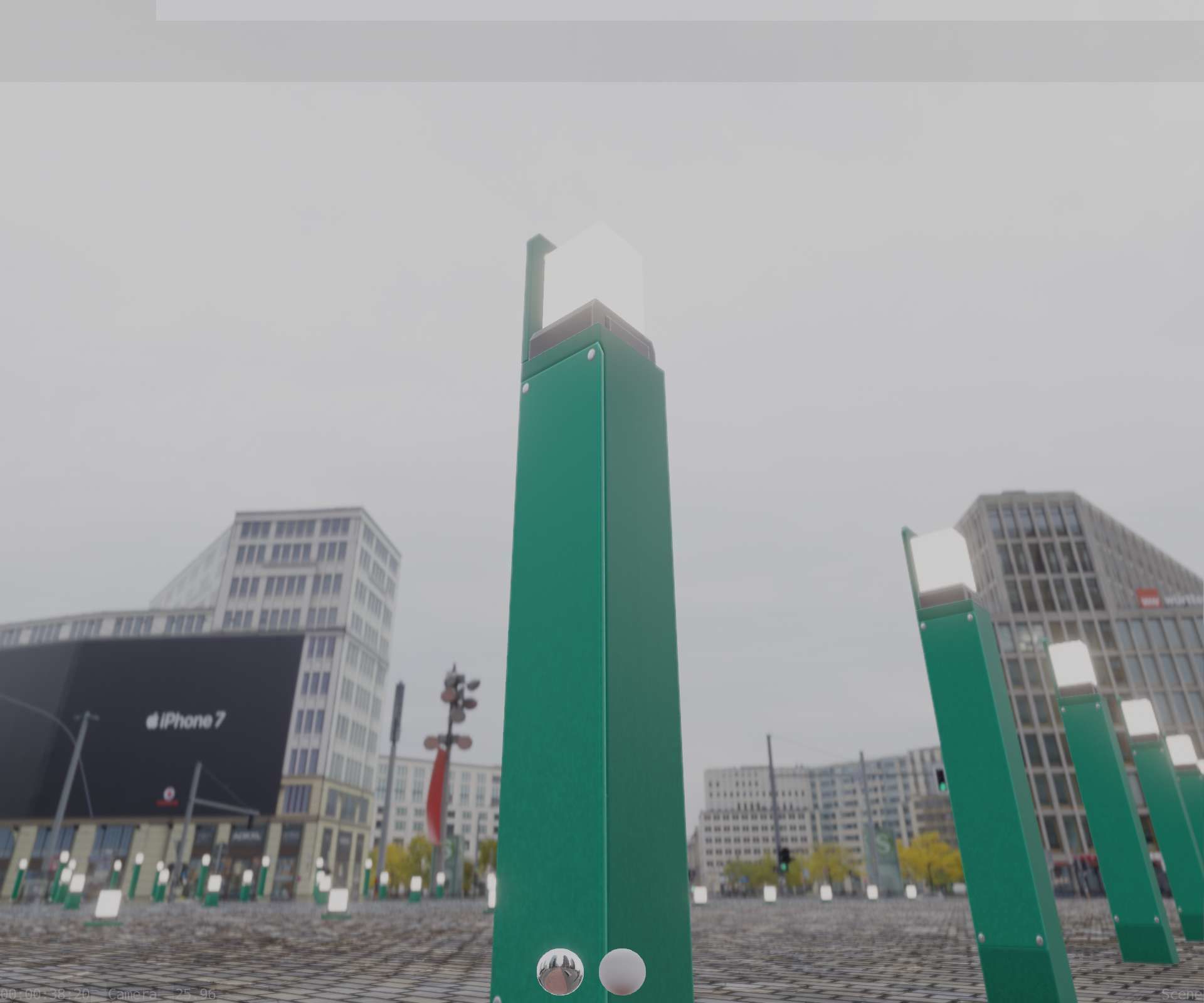 Street Light 8 Bollard 900 mm Moss Green Version 5 Low-poly 3D model_32