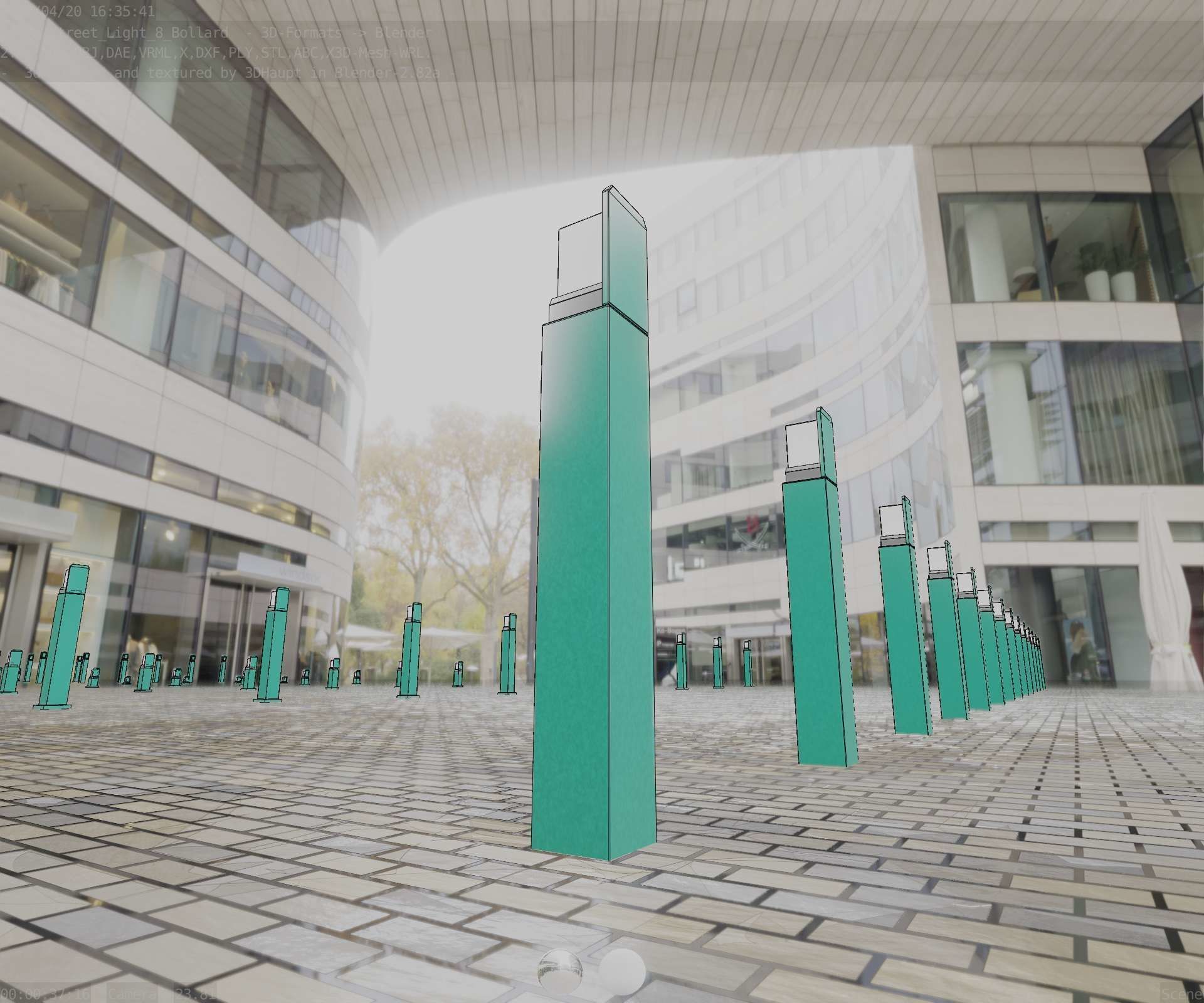 Street Light 8 Bollard 900 mm Moss Green Version 5 Low-poly 3D model_1