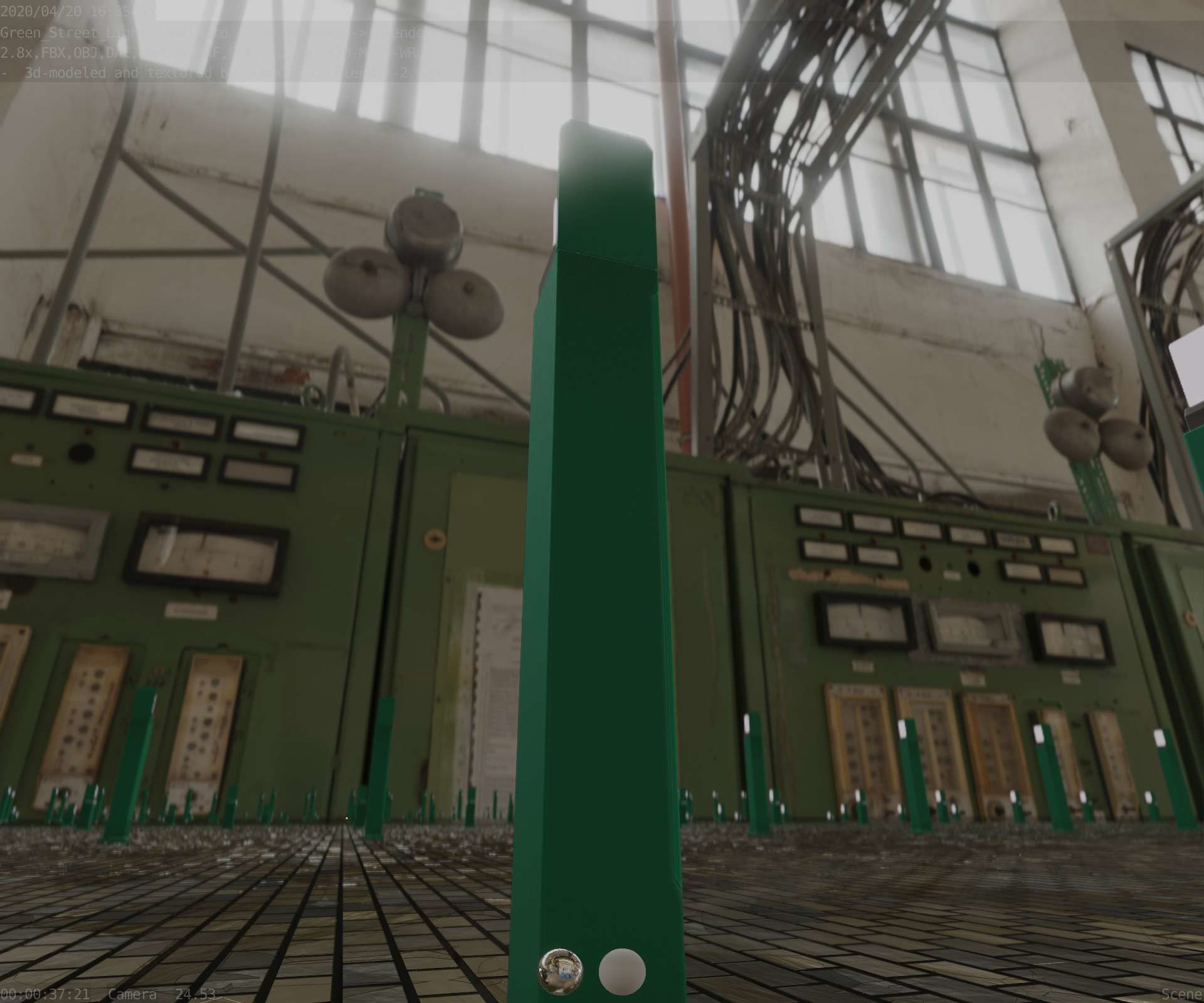 Street Light 8 Bollard 900 mm Moss Green Version 5 Low-poly 3D model_10