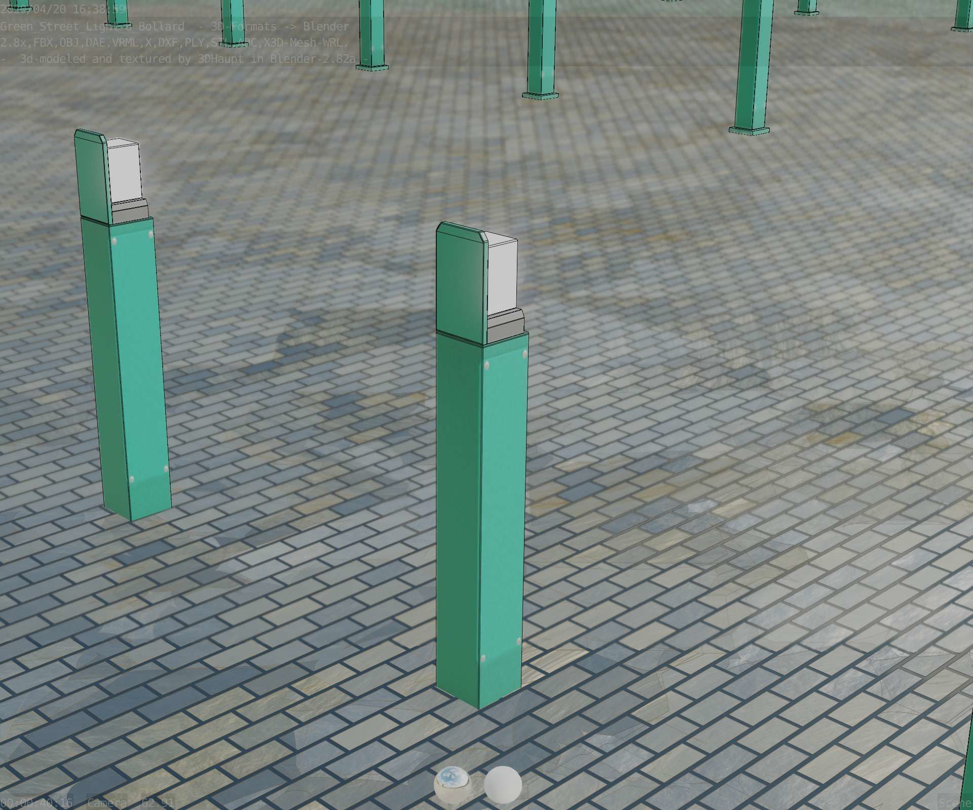 Street Light 8 Bollard 900 mm Moss Green Version 5 Low-poly 3D model_76