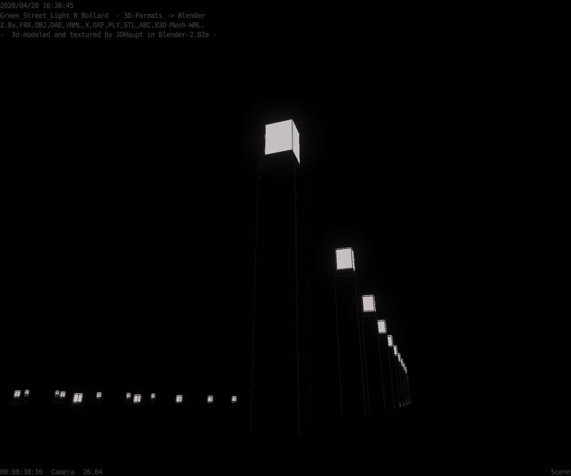 Street Light 8 Bollard 900 mm Moss Green Version 5 Low-poly 3D model_29