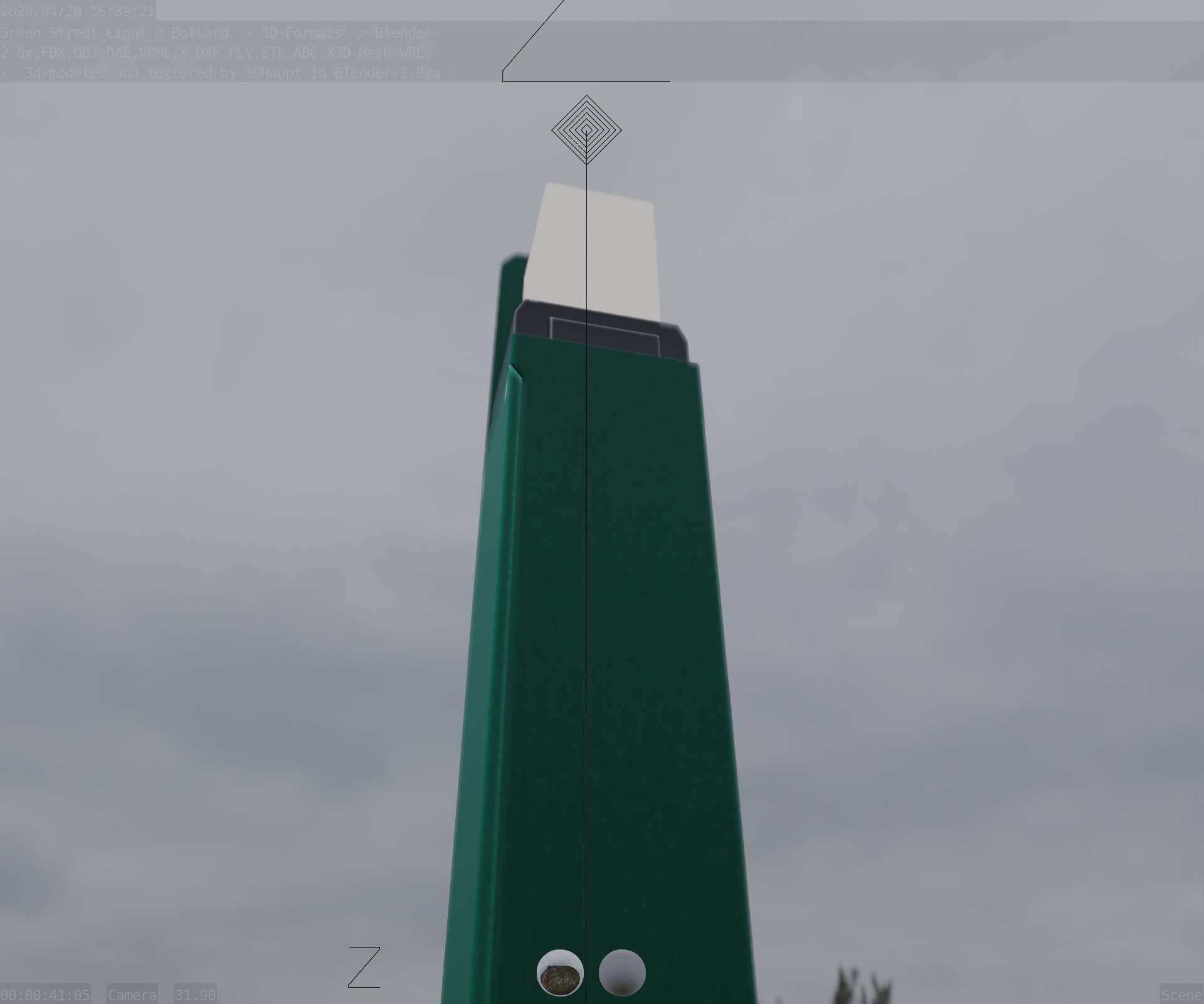 Street Light 8 Bollard 900 mm Moss Green Version 5 Low-poly 3D model_89