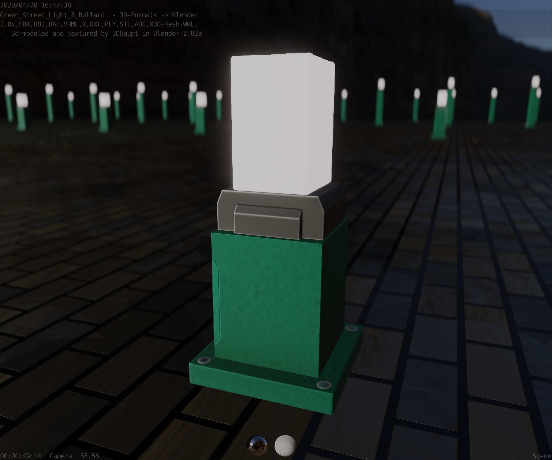 Street Light 8 Bollard 350mm Moss Green Version 3 Low-poly 3D model_94