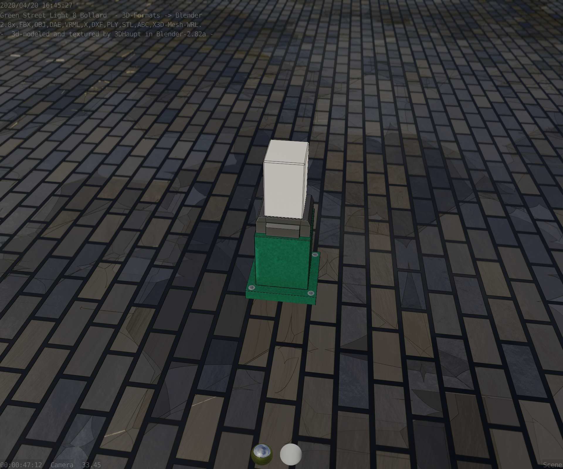 Street Light 8 Bollard 350mm Moss Green Version 3 Low-poly 3D model_44