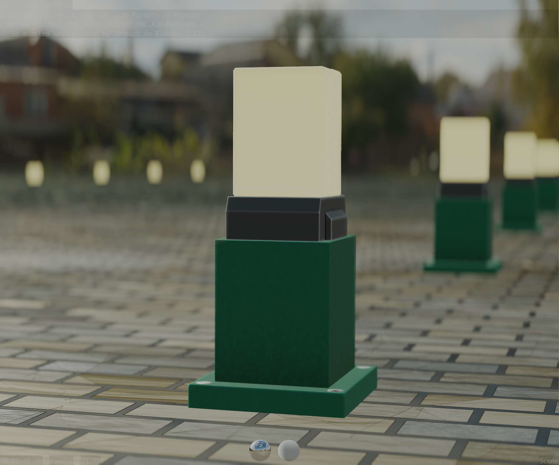 Street Light 8 Bollard 350mm Moss Green Version 3 Low-poly 3D model_6