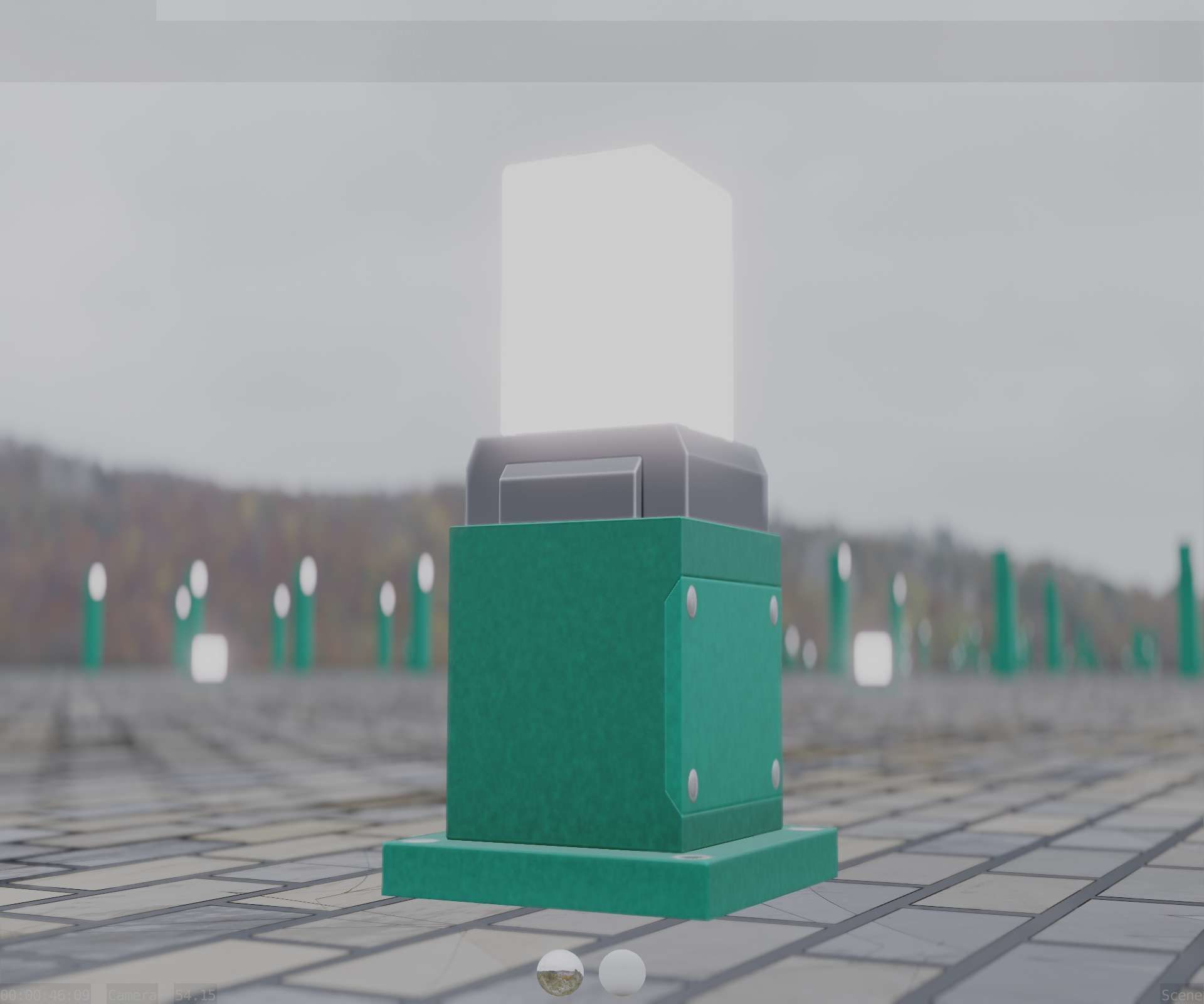 Street Light 8 Bollard 350mm Moss Green Version 3 Low-poly 3D model_17