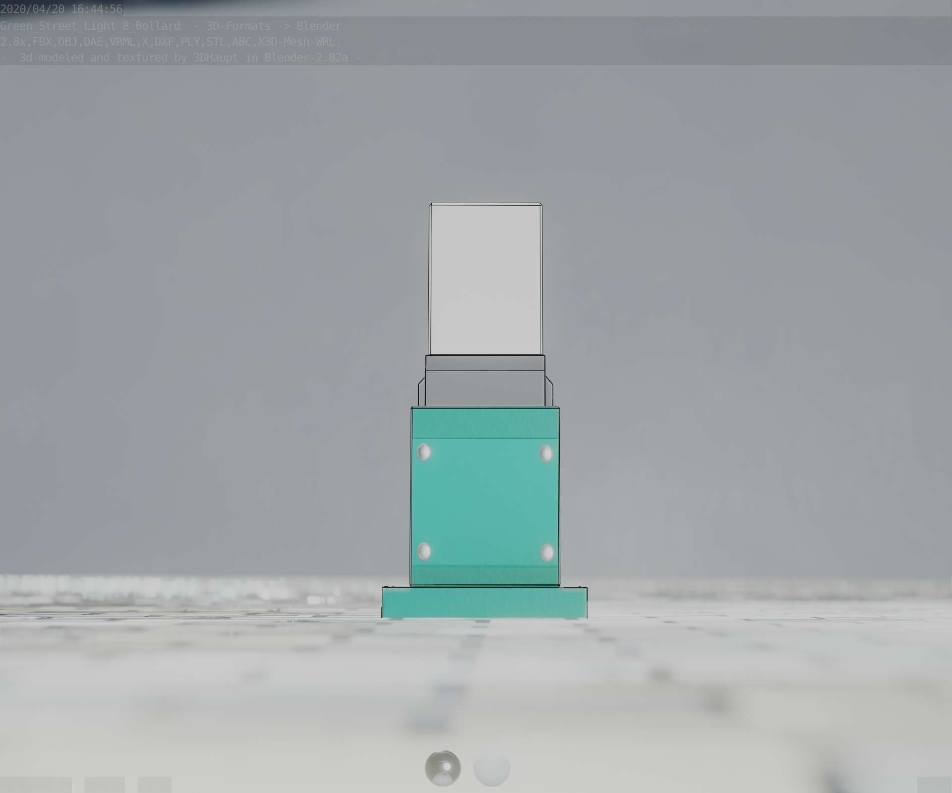 Street Light 8 Bollard 350mm Moss Green Version 3 Low-poly 3D model_27