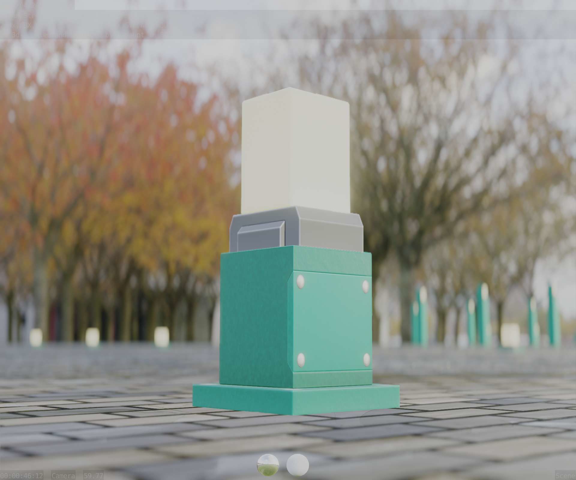 Street Light 8 Bollard 350mm Moss Green Version 3 Low-poly 3D model_20