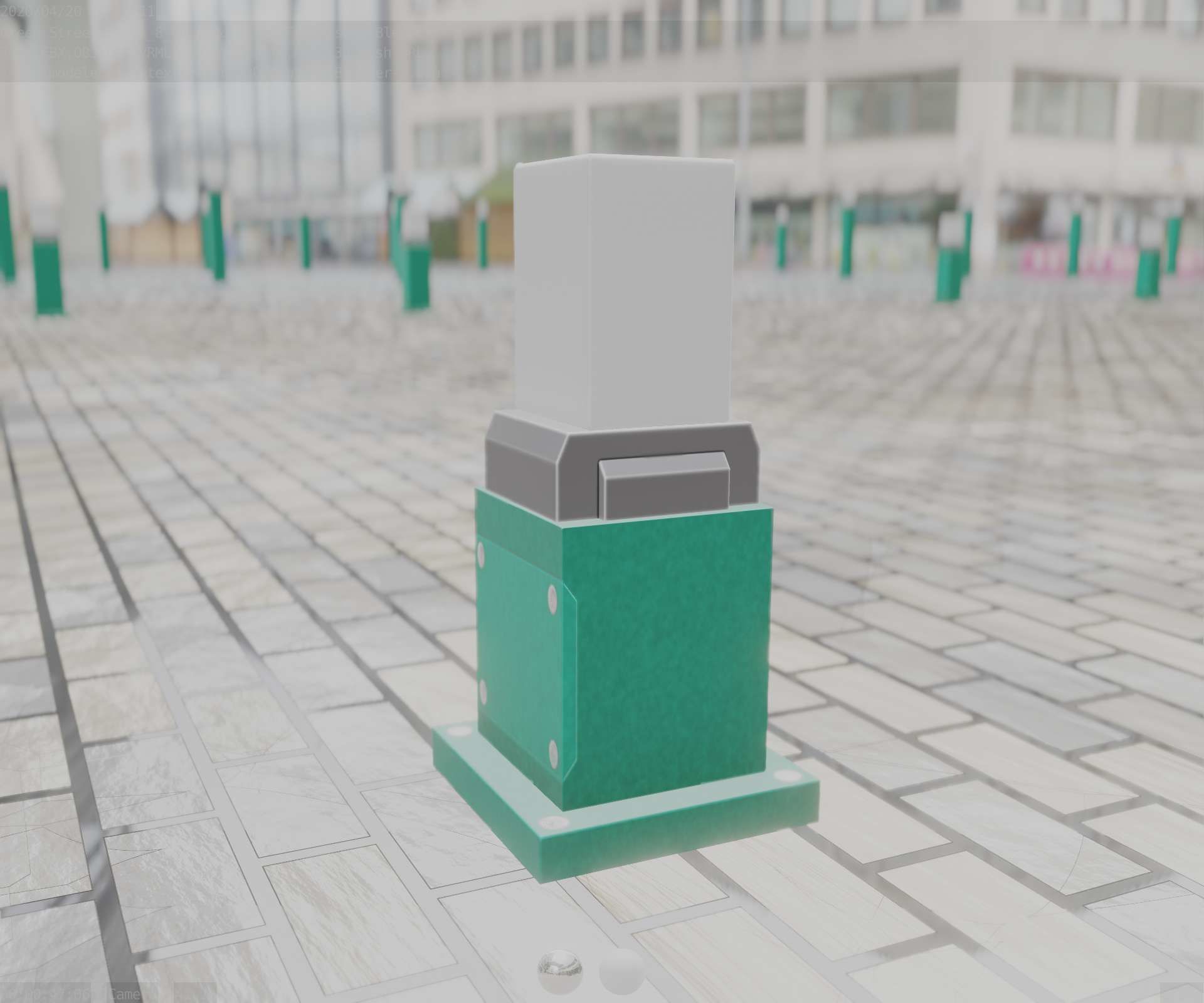 Street Light 8 Bollard 350mm Moss Green Version 3 Low-poly 3D model_38