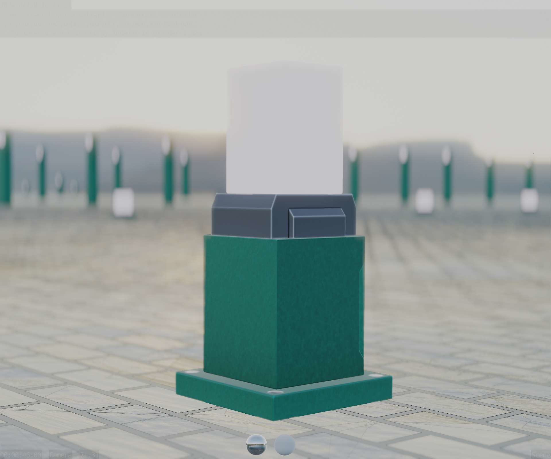 Street Light 8 Bollard 350mm Moss Green Version 3 Low-poly 3D model_10