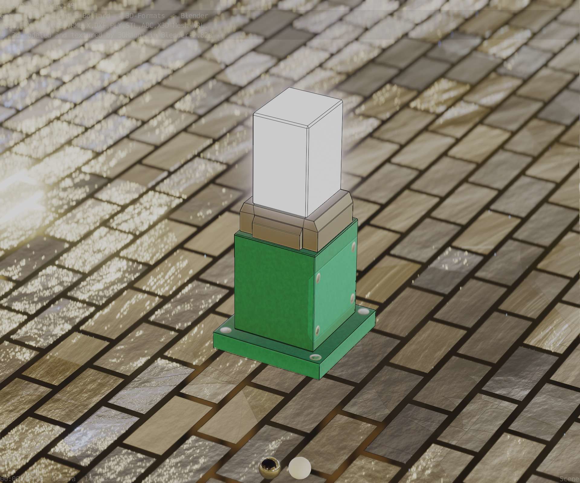 Street Light 8 Bollard 350mm Moss Green Version 3 Low-poly 3D model_76