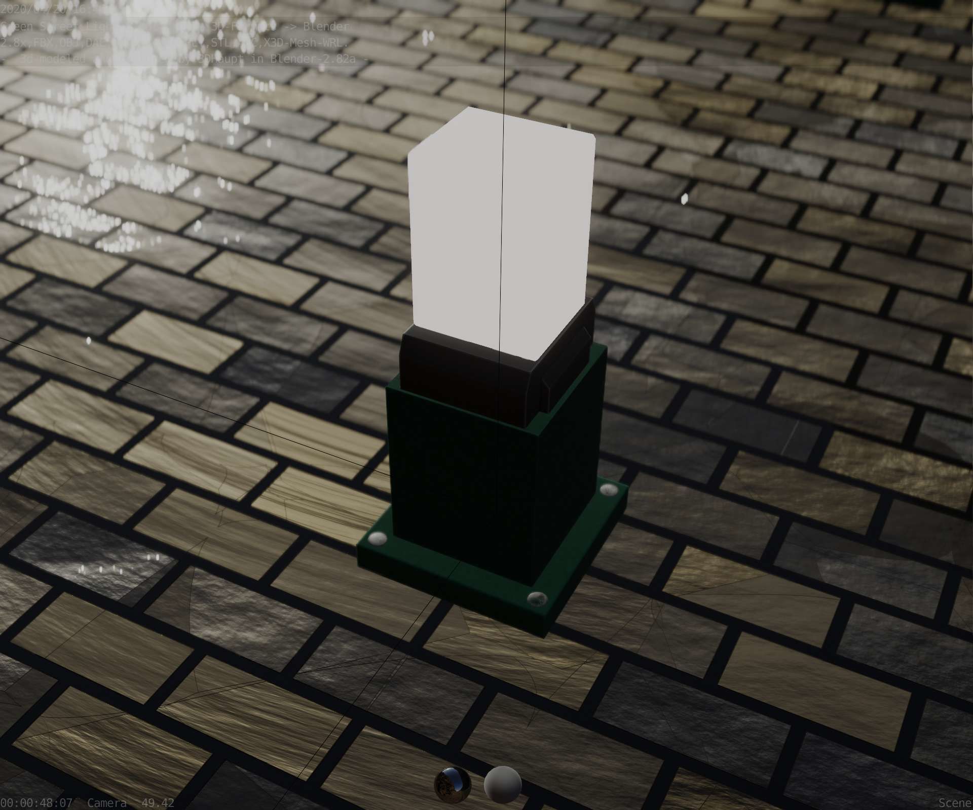 Street Light 8 Bollard 350mm Moss Green Version 3 Low-poly 3D model_63