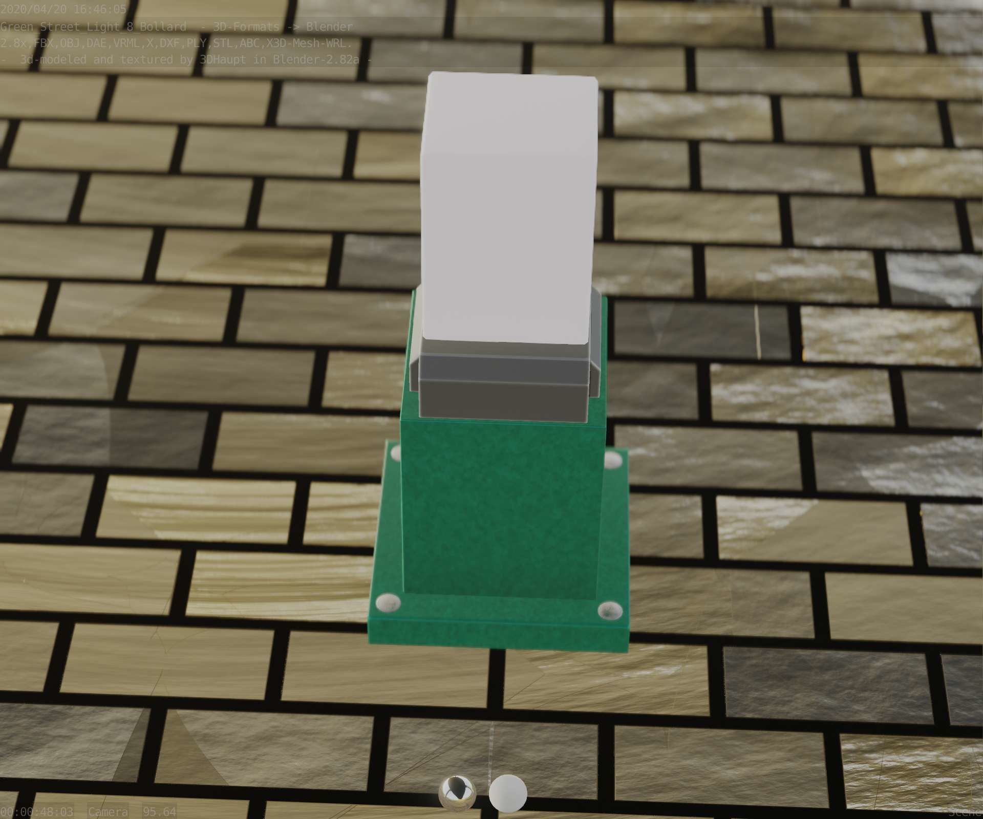 Street Light 8 Bollard 350mm Moss Green Version 3 Low-poly 3D model_59