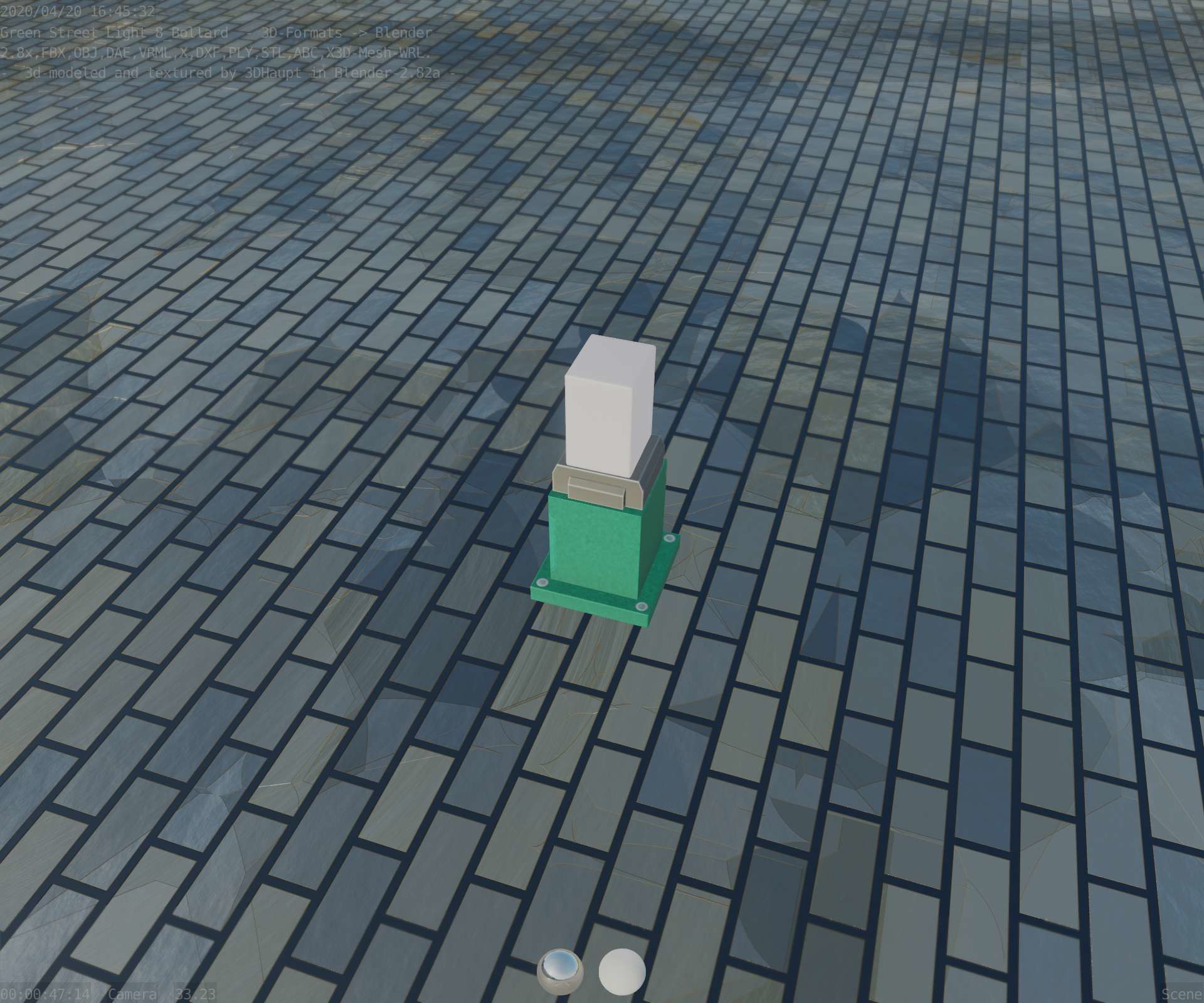 Street Light 8 Bollard 350mm Moss Green Version 3 Low-poly 3D model_46