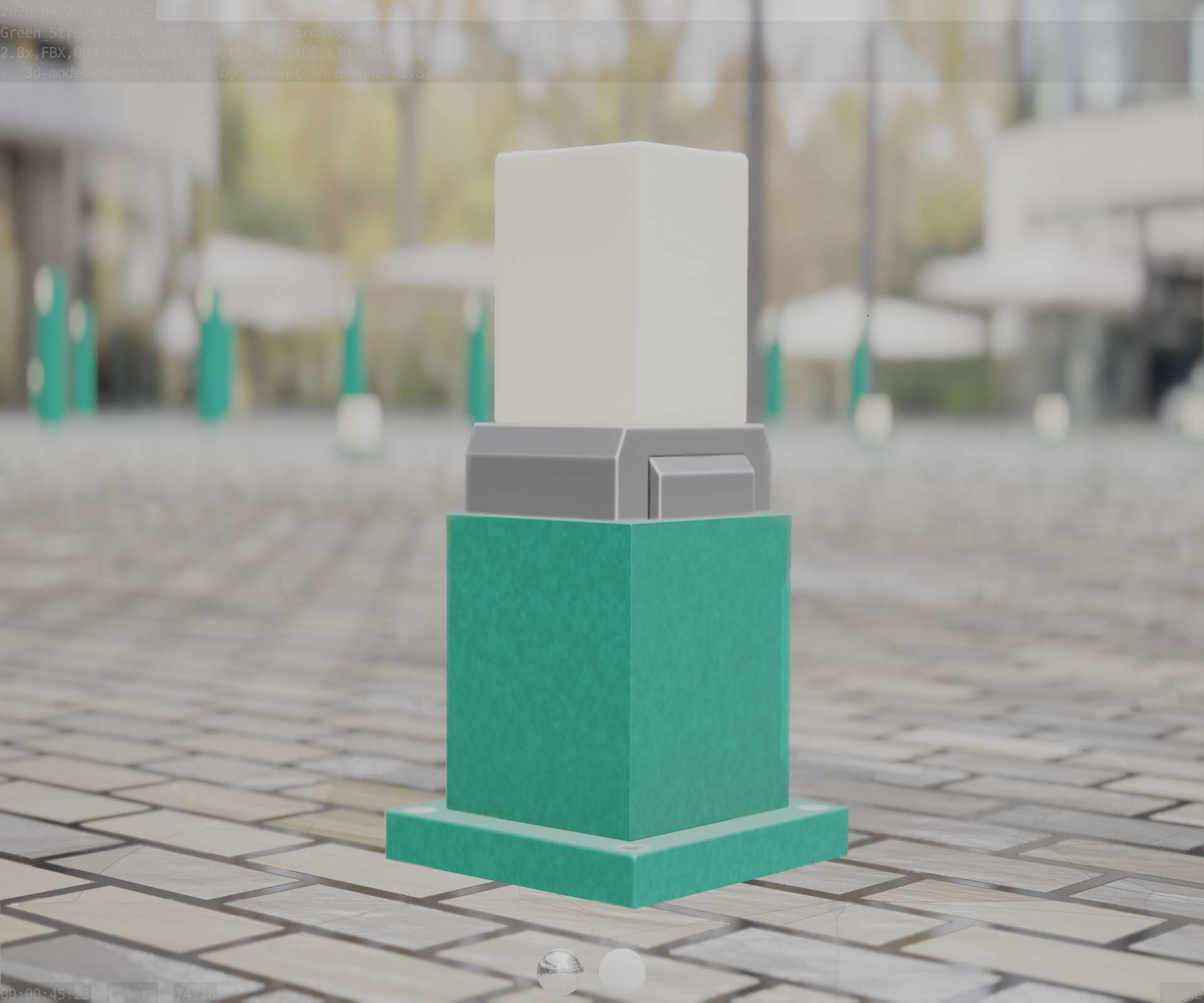 Street Light 8 Bollard 350mm Moss Green Version 3 Low-poly 3D model_9
