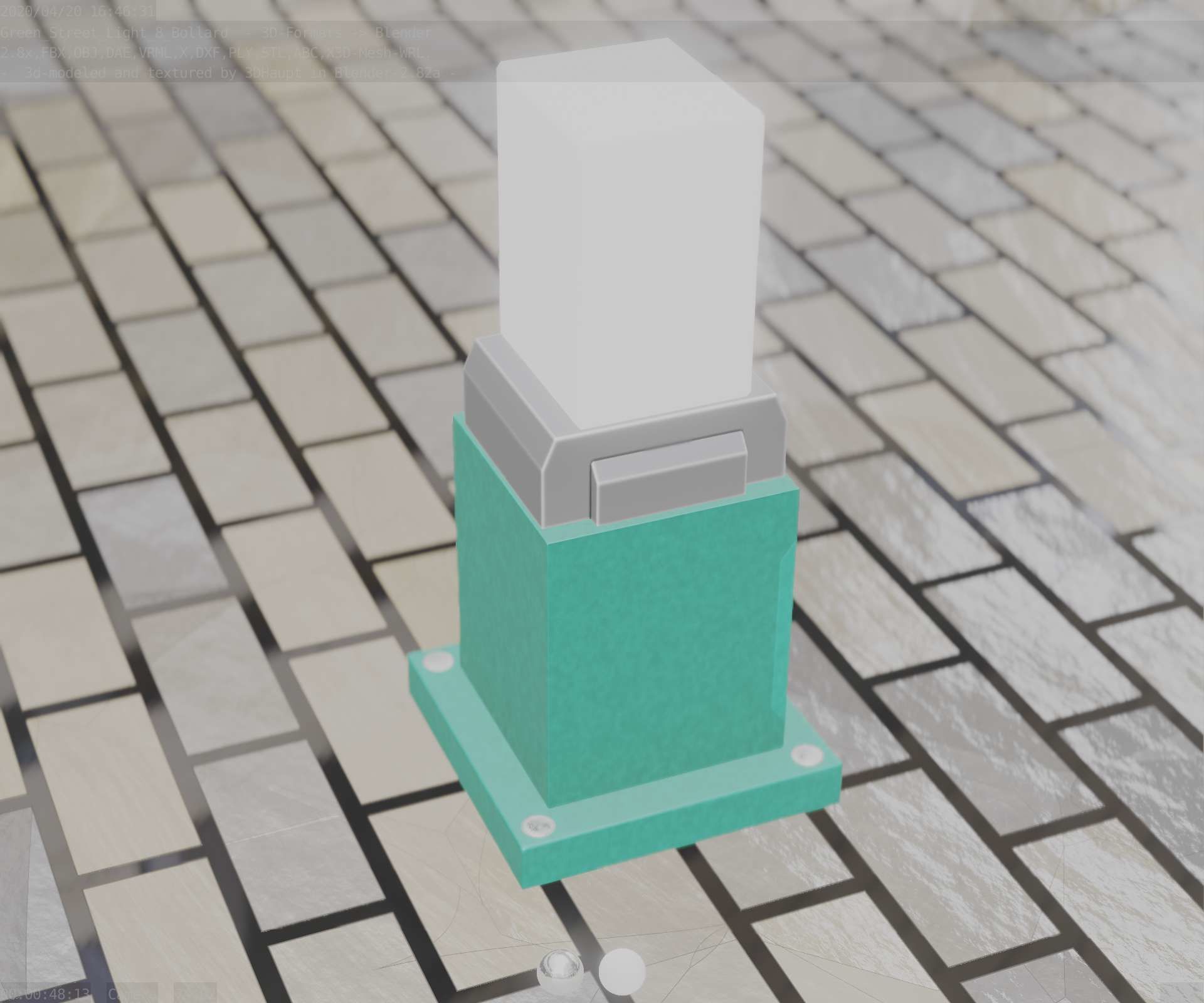 Street Light 8 Bollard 350mm Moss Green Version 3 Low-poly 3D model_69