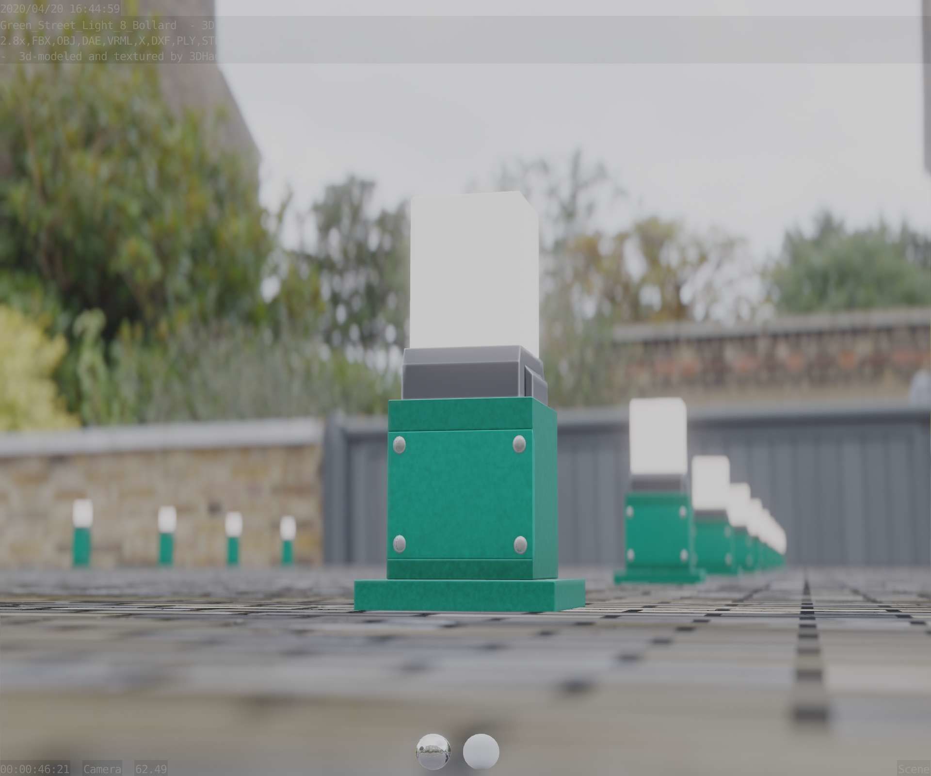 Street Light 8 Bollard 350mm Moss Green Version 3 Low-poly 3D model_29