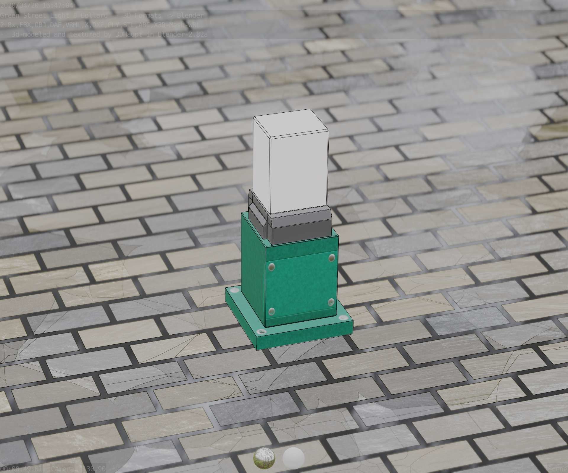 Street Light 8 Bollard 350mm Moss Green Version 3 Low-poly 3D model_81