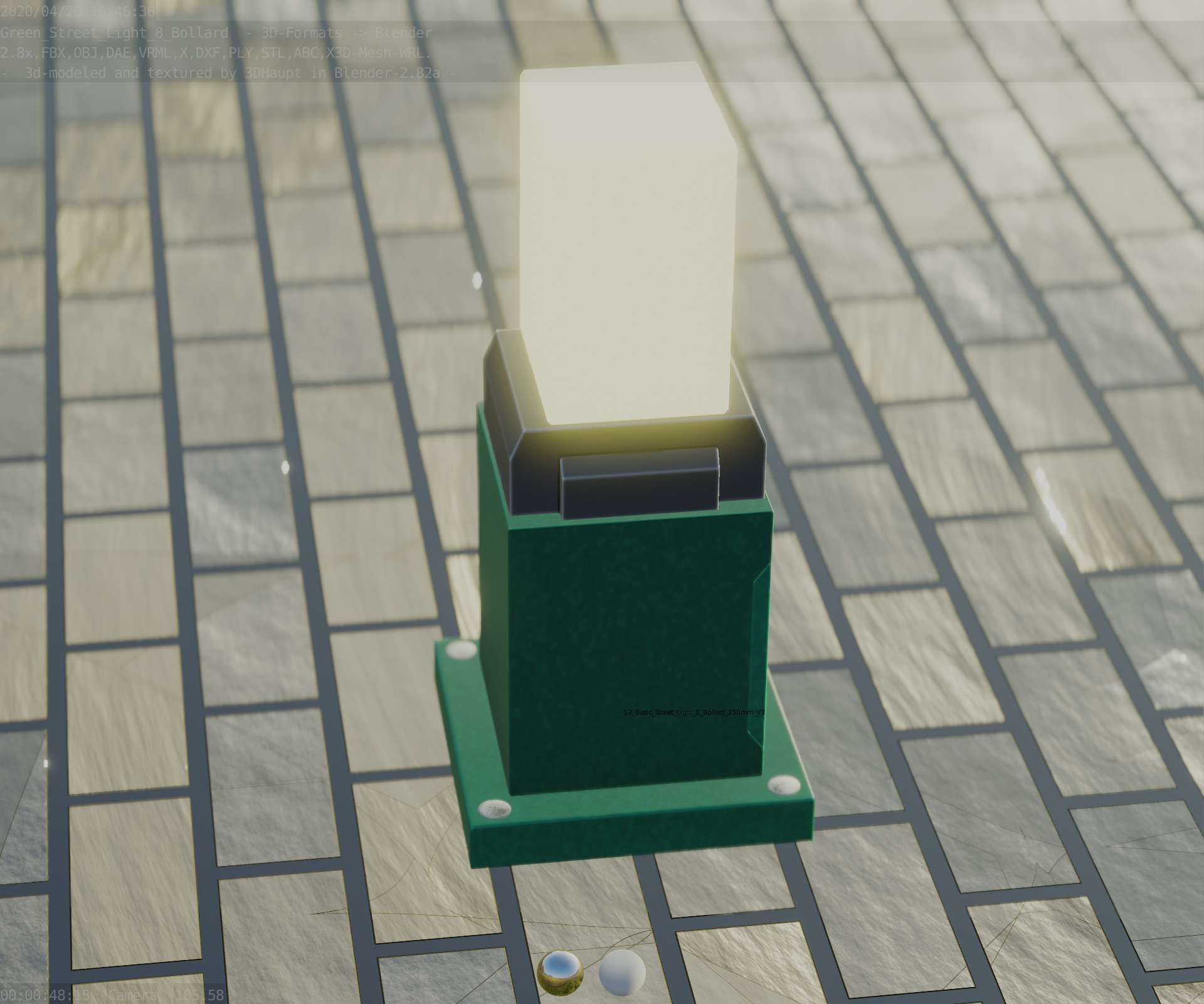 Street Light 8 Bollard 350mm Moss Green Version 3 Low-poly 3D model_71