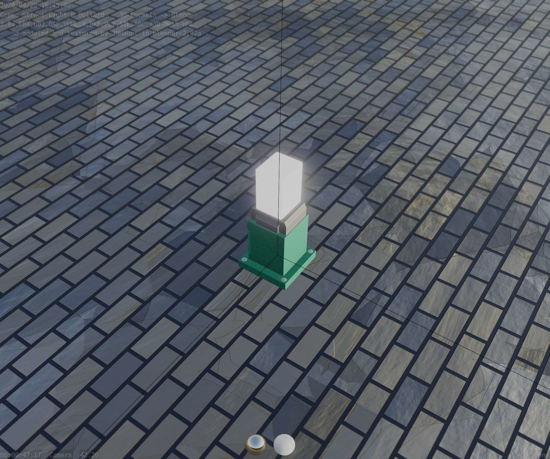 Street Light 8 Bollard 350mm Moss Green Version 3 Low-poly 3D model_49