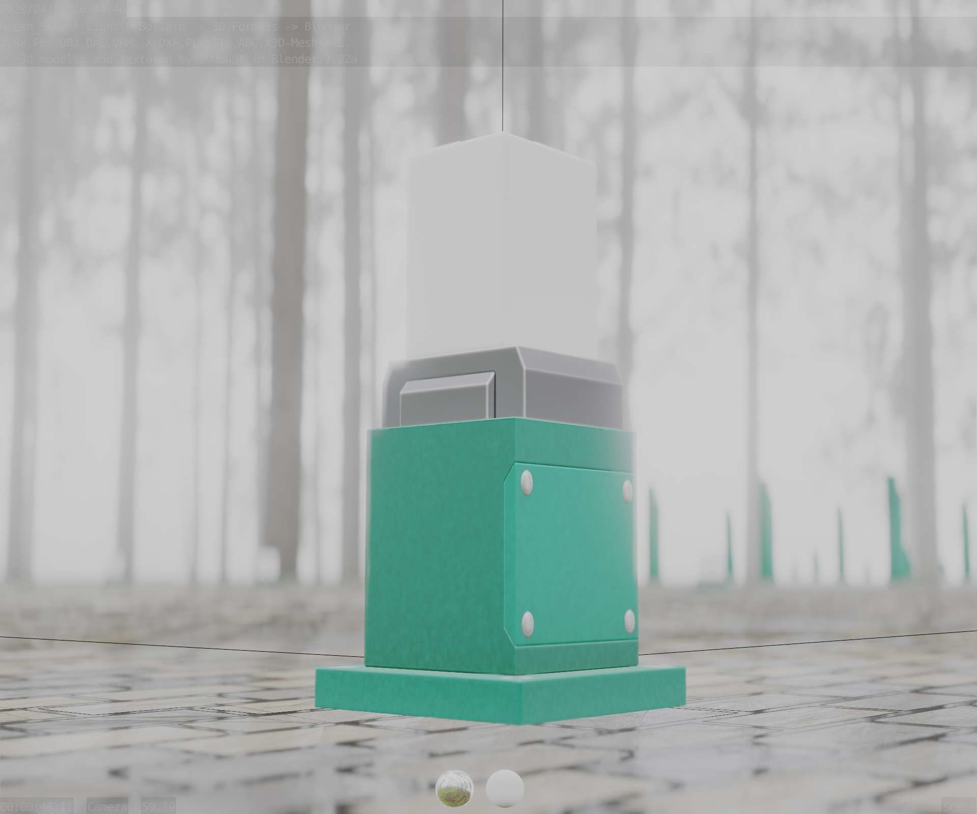 Street Light 8 Bollard 350mm Moss Green Version 3 Low-poly 3D model_19