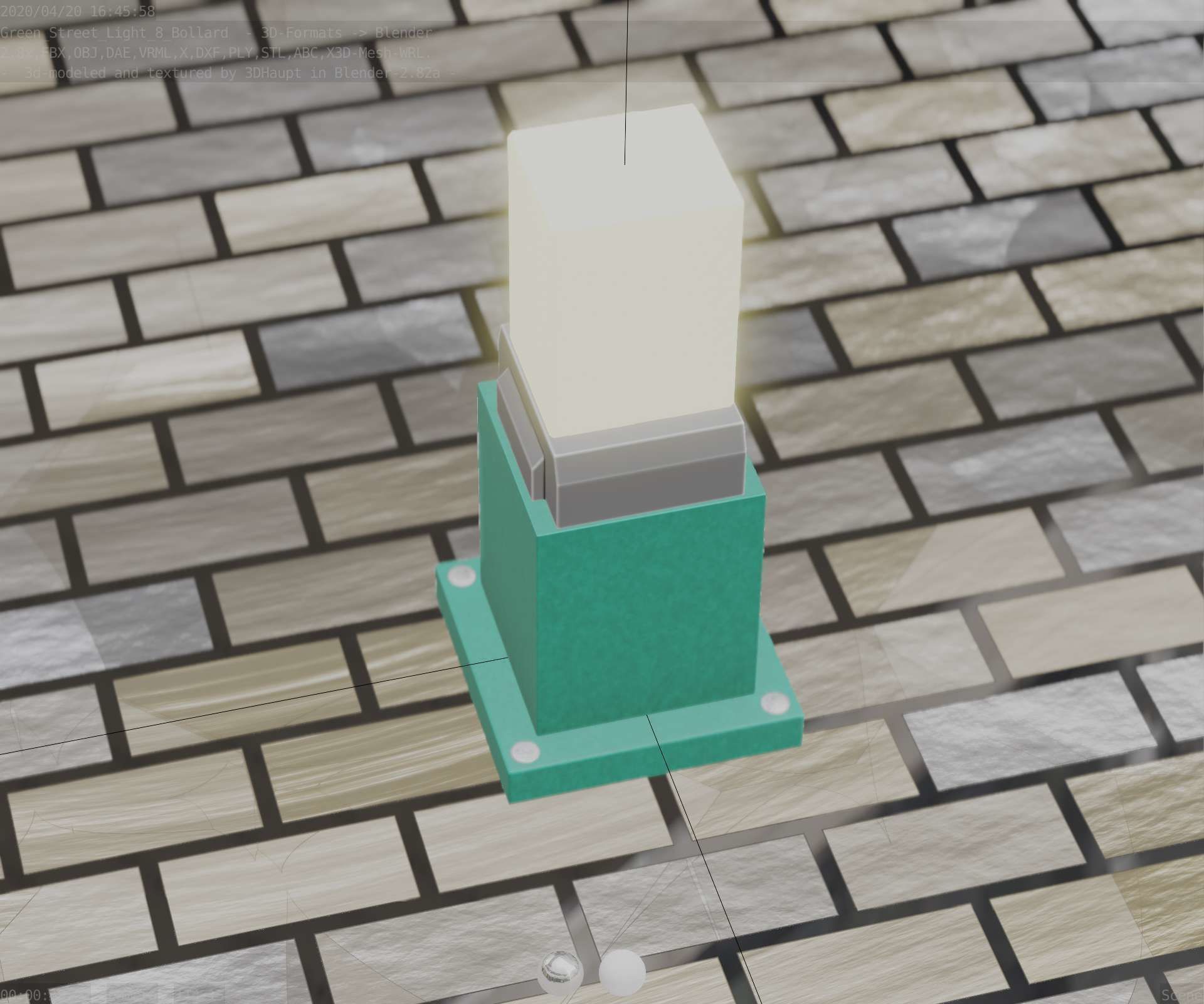 Street Light 8 Bollard 350mm Moss Green Version 3 Low-poly 3D model_56