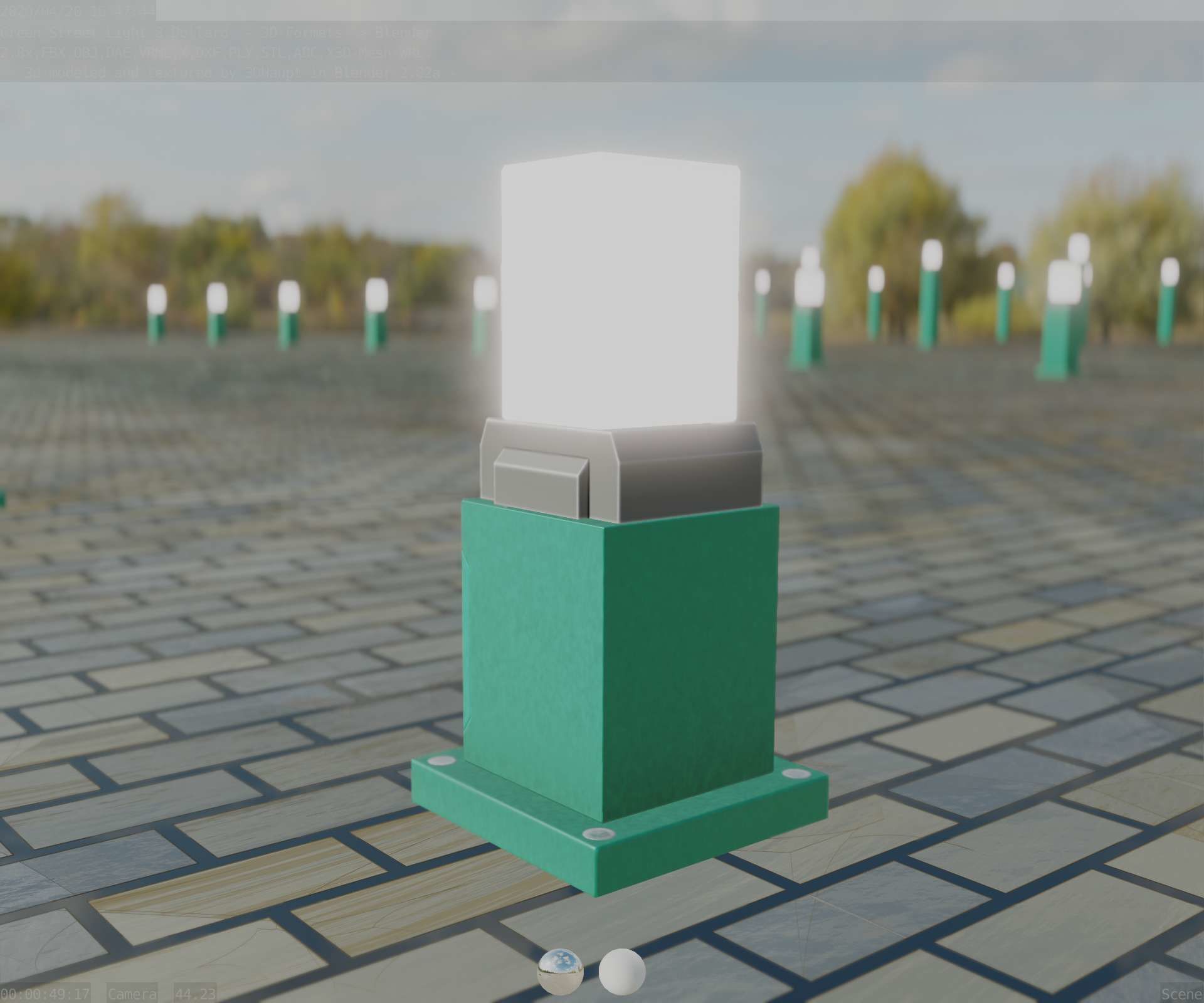 Street Light 8 Bollard 350mm Moss Green Version 3 Low-poly 3D model_4