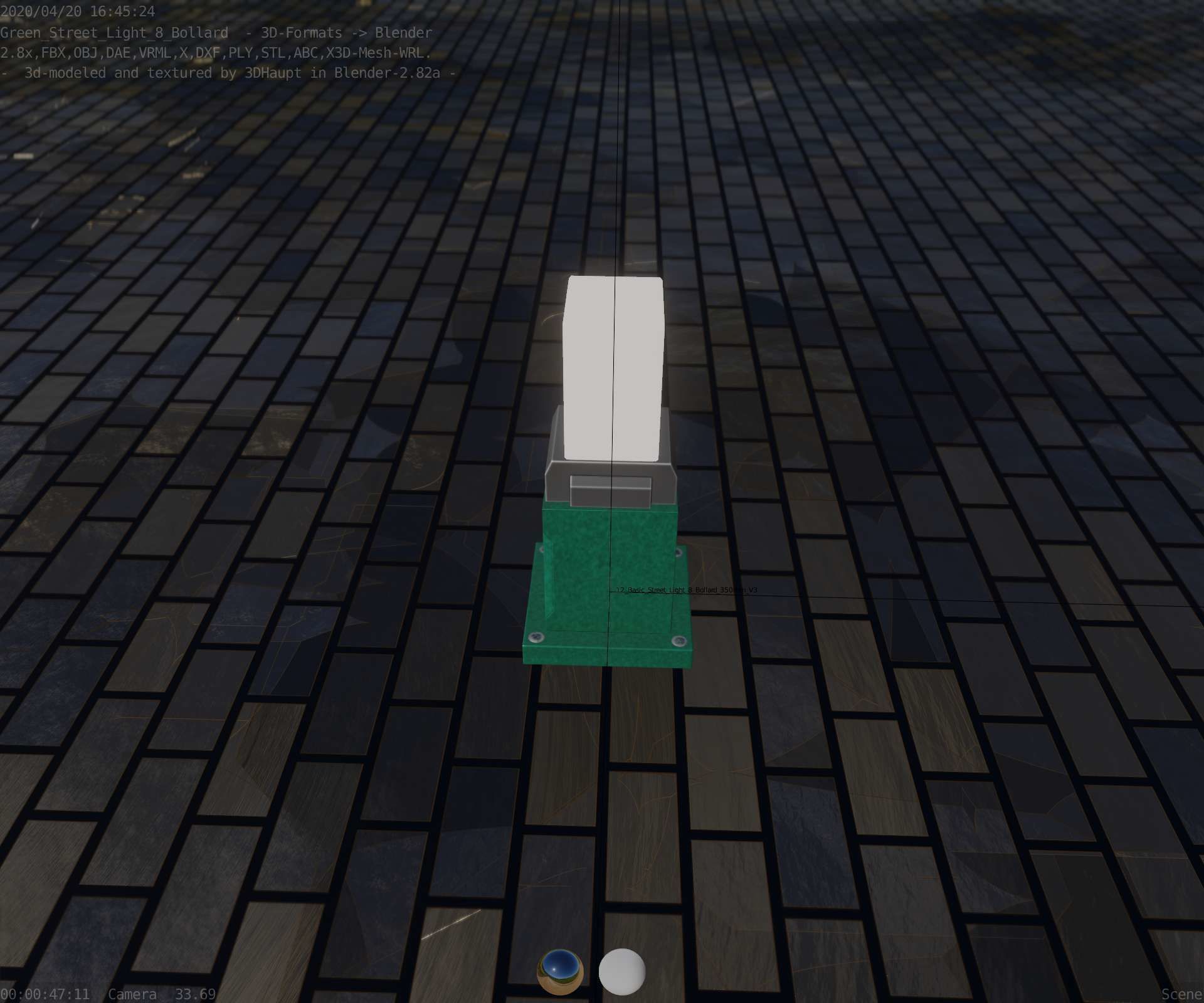 Street Light 8 Bollard 350mm Moss Green Version 3 Low-poly 3D model_43