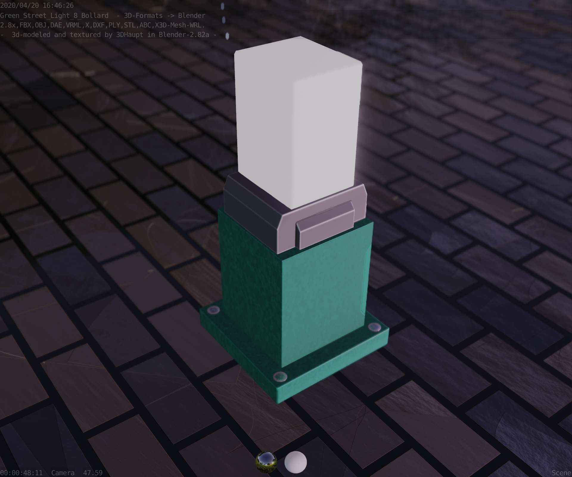 Street Light 8 Bollard 350mm Moss Green Version 3 Low-poly 3D model_67