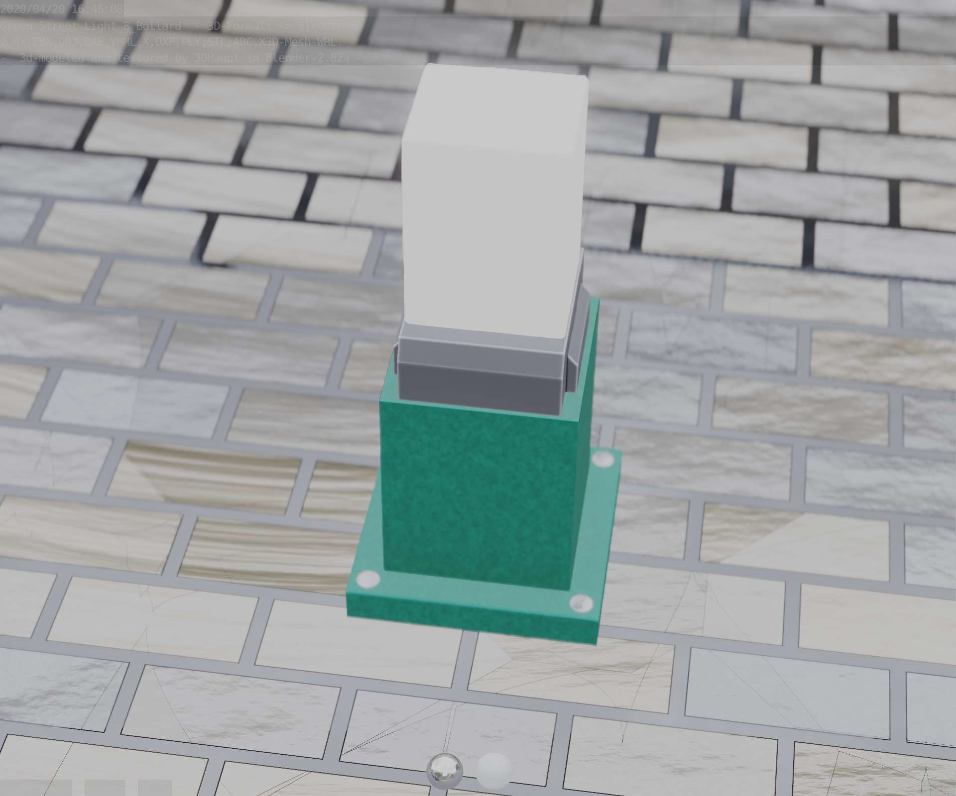 Street Light 8 Bollard 350mm Moss Green Version 3 Low-poly 3D model_60