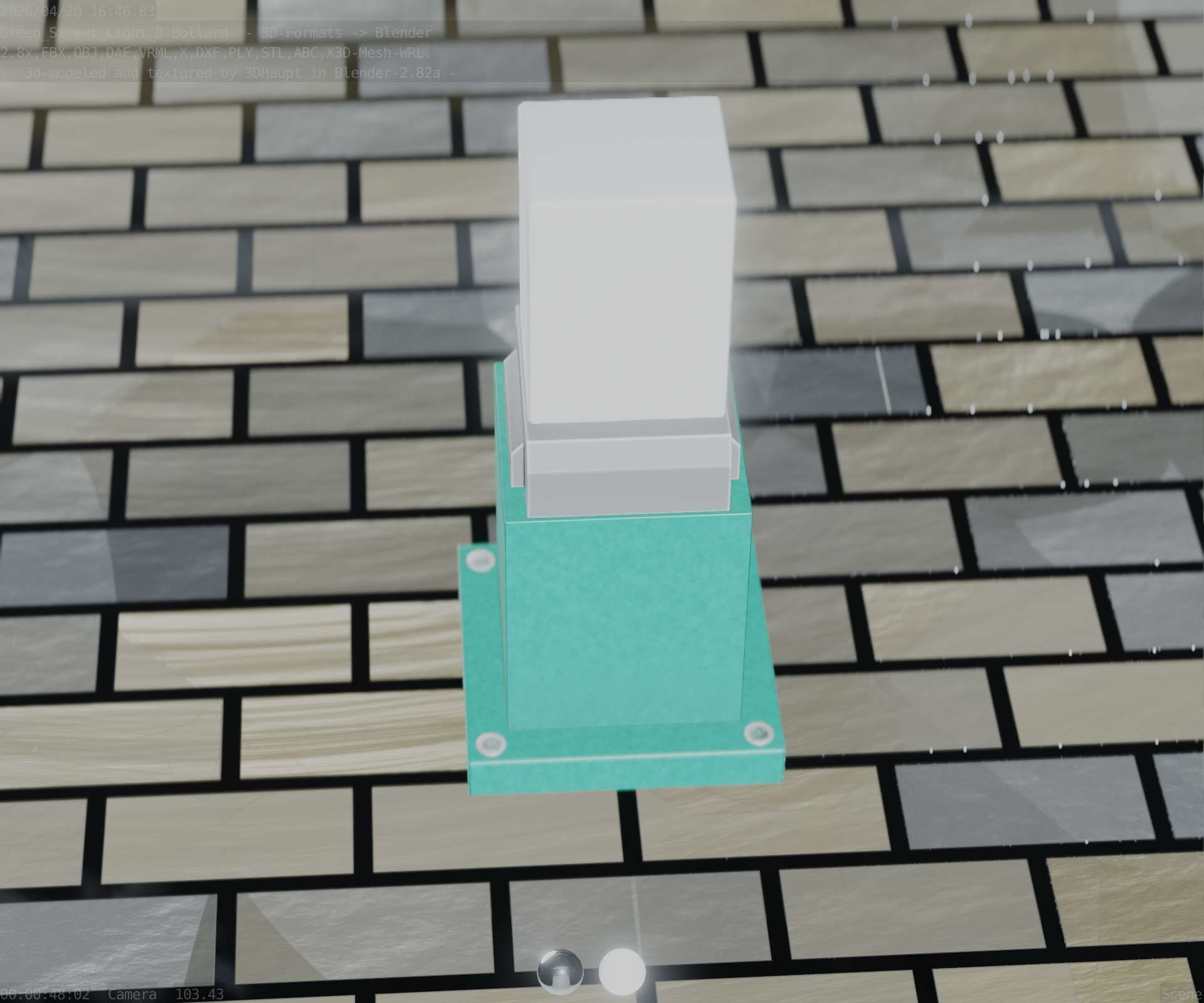 Street Light 8 Bollard 350mm Moss Green Version 3 Low-poly 3D model_58