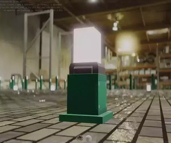 Street Light 8 Bollard 350mm Moss Green Version 3 Low-poly 3D model