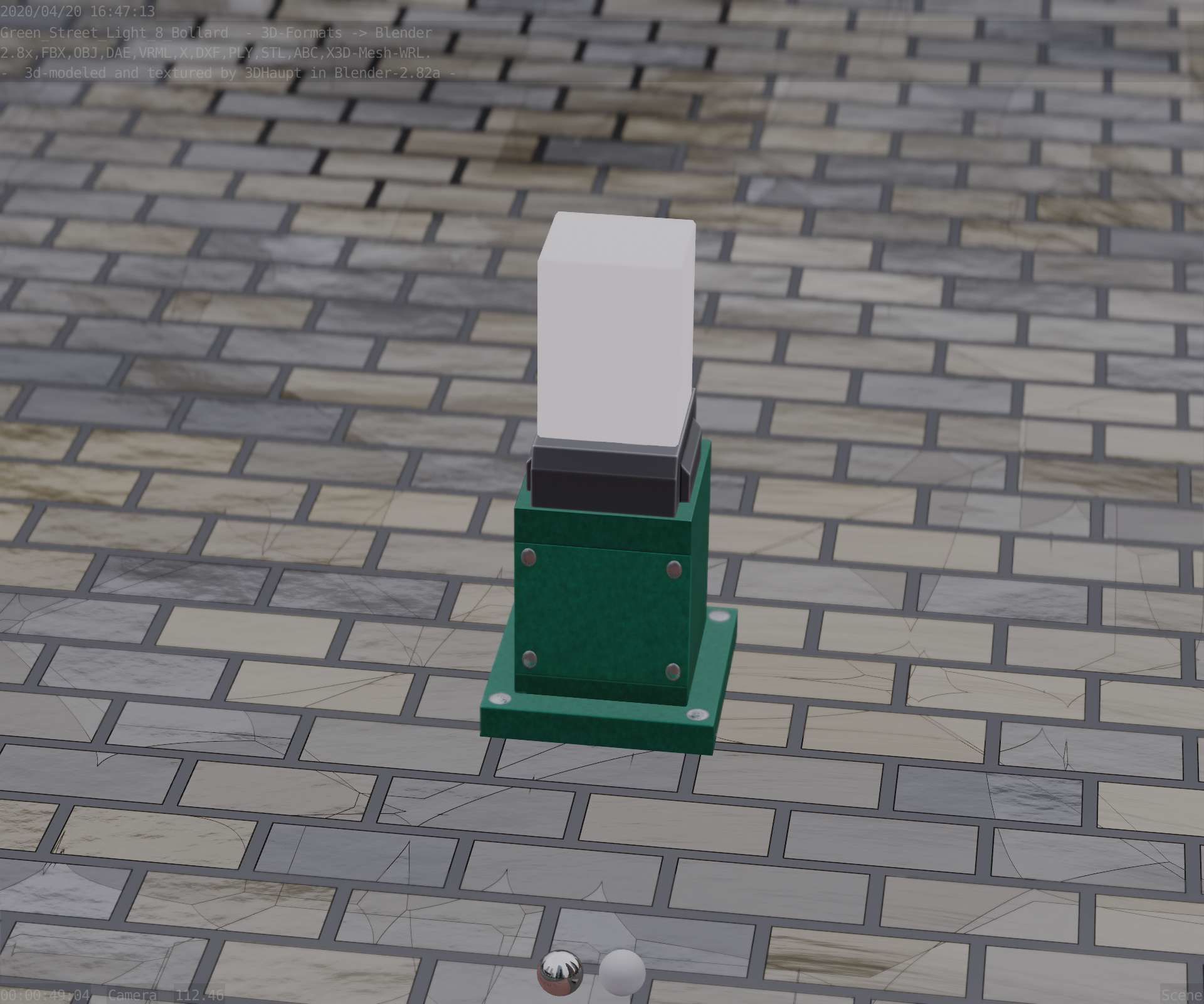 Street Light 8 Bollard 350mm Moss Green Version 3 Low-poly 3D model_84