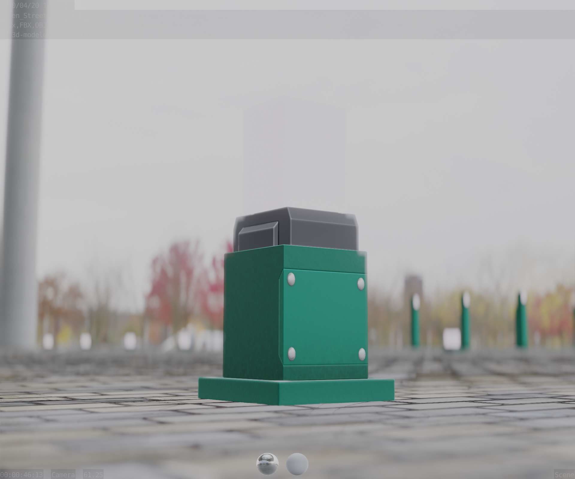 Street Light 8 Bollard 350mm Moss Green Version 3 Low-poly 3D model_21