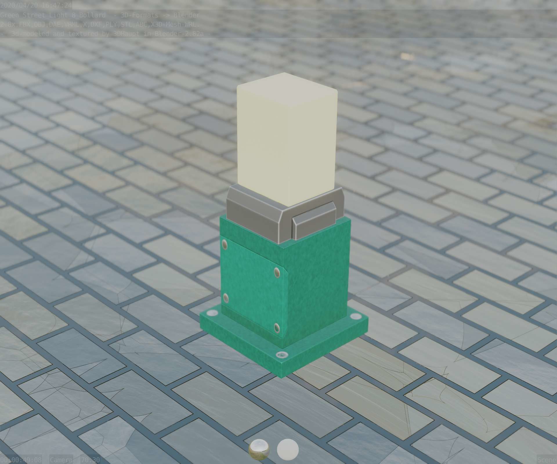 Street Light 8 Bollard 350mm Moss Green Version 3 Low-poly 3D model_88