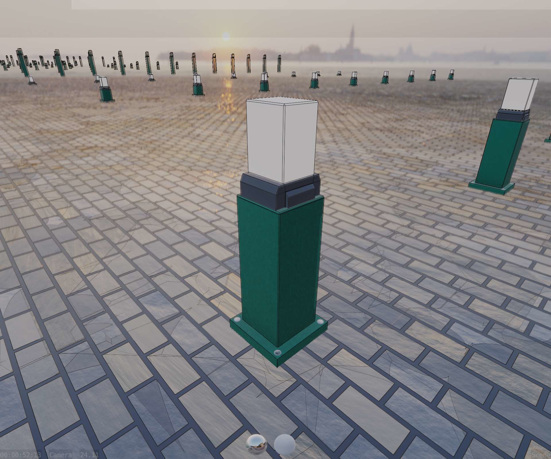 Street Light 8 Bollard 500mm Moss Green Version 3 Low-poly 3D model_61
