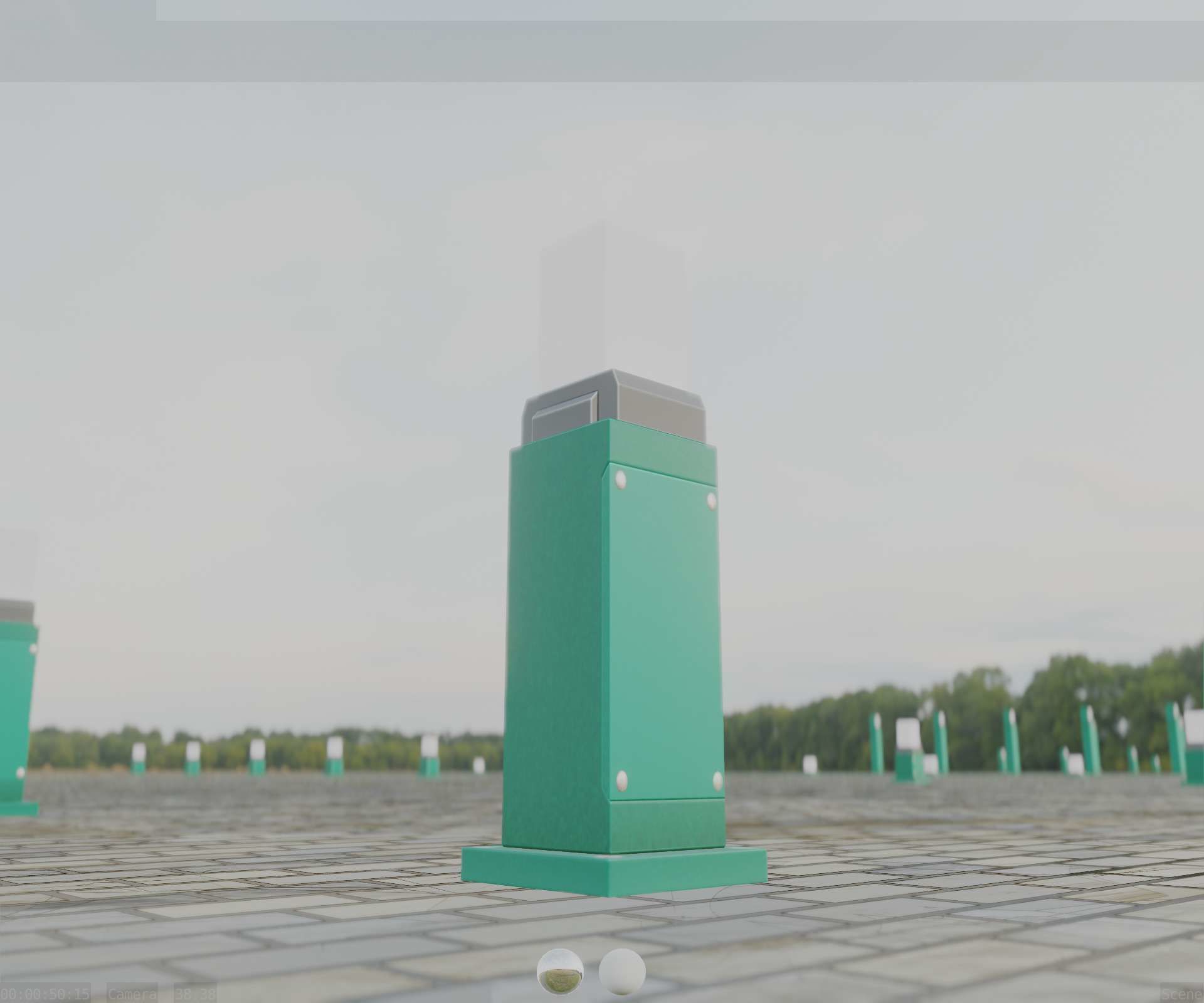 Street Light 8 Bollard 500mm Moss Green Version 3 Low-poly 3D model_3