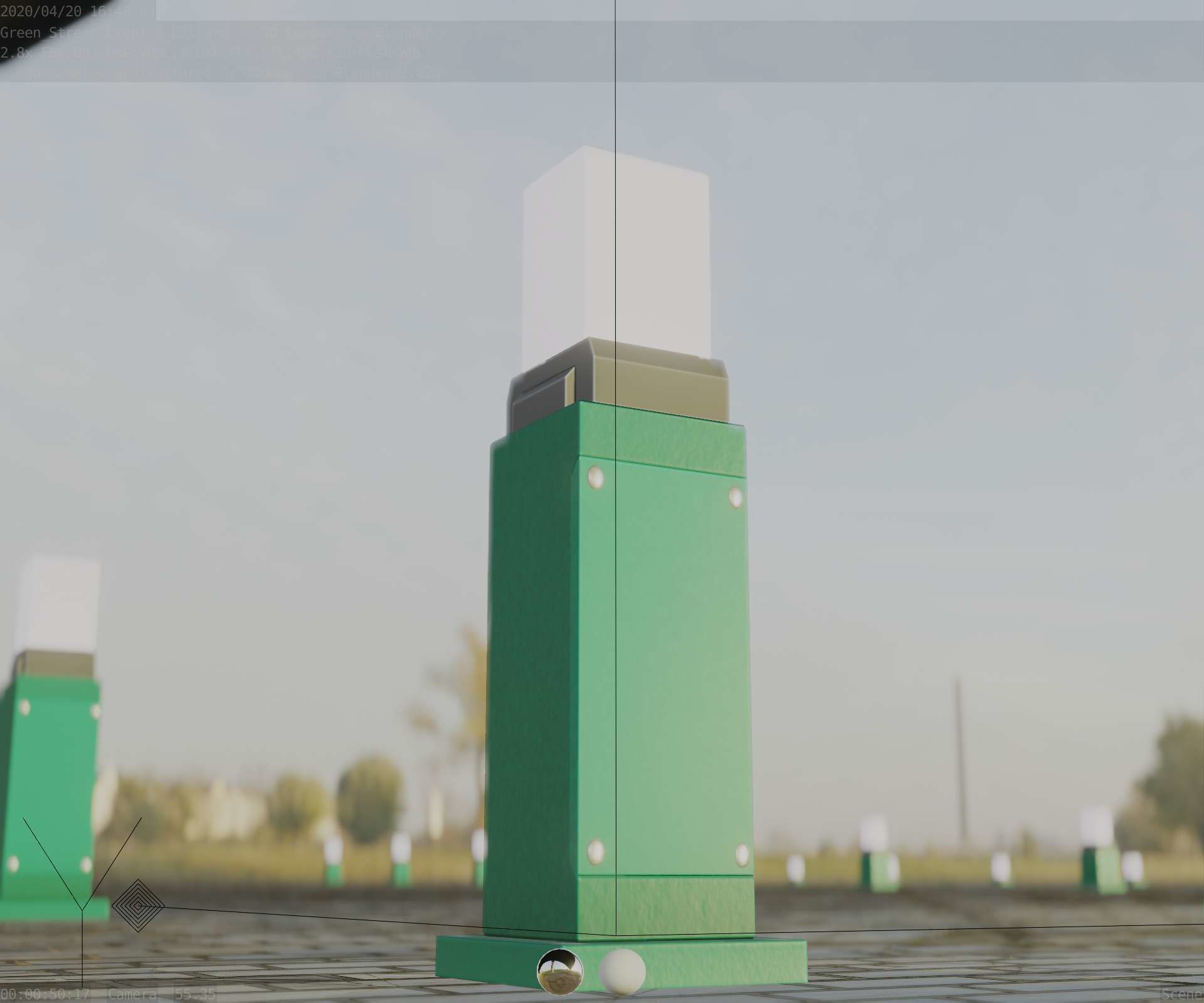 Street Light 8 Bollard 500mm Moss Green Version 3 Low-poly 3D model_17