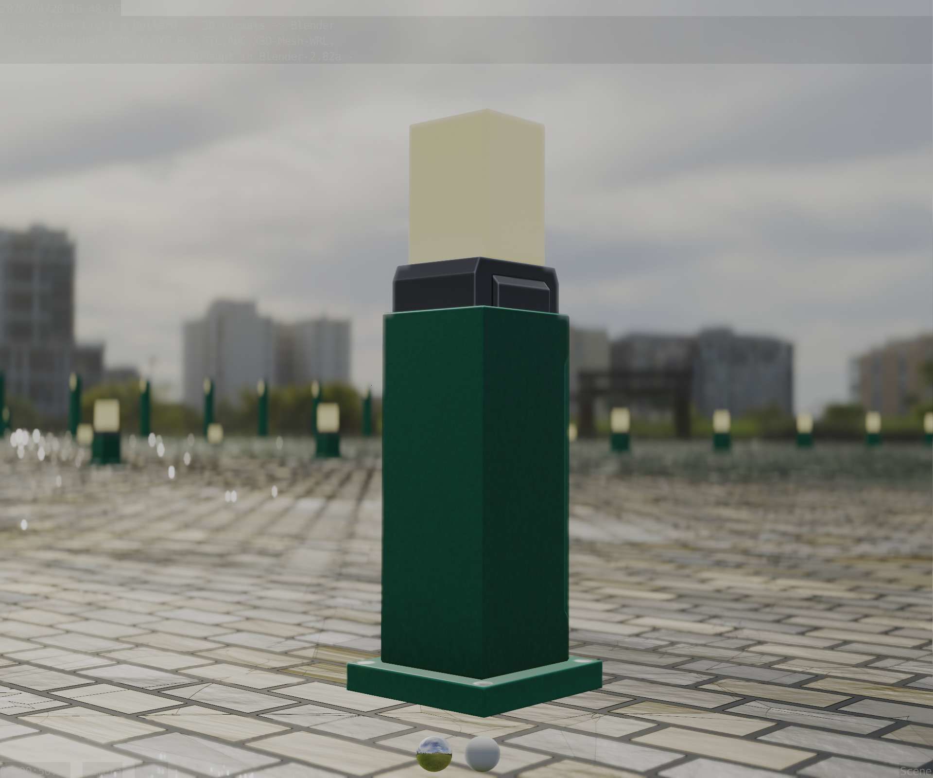 Street Light 8 Bollard 500mm Moss Green Version 3 Low-poly 3D model_6