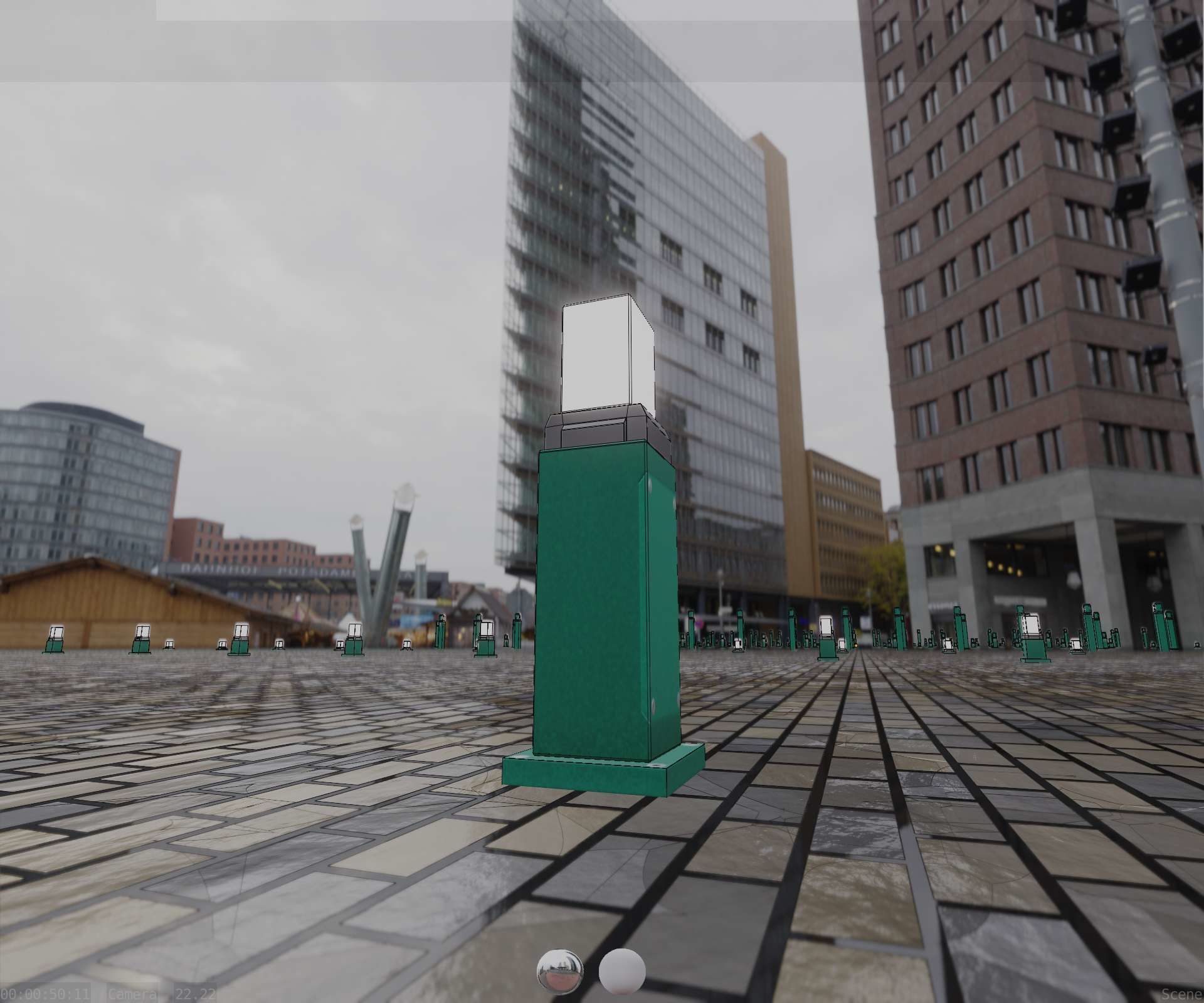 Street Light 8 Bollard 500mm Moss Green Version 3 Low-poly 3D model_15