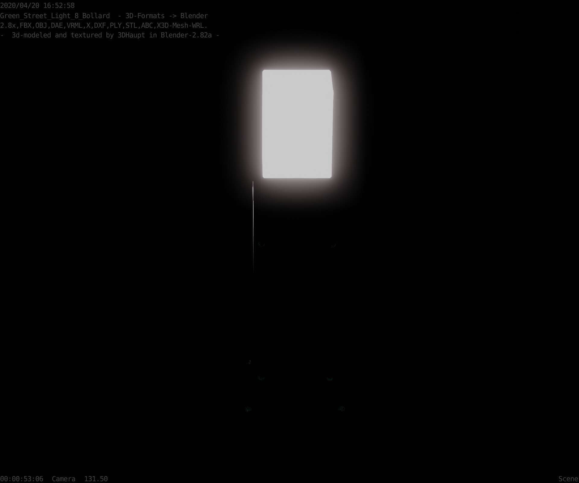 Street Light 8 Bollard 500mm Moss Green Version 3 Low-poly 3D model_78